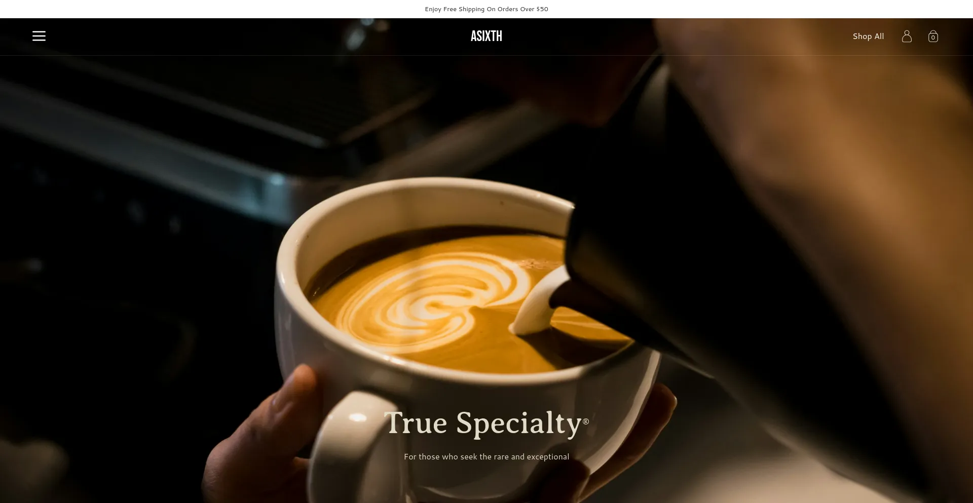 Screenshot of asixthcoffee.com homepage