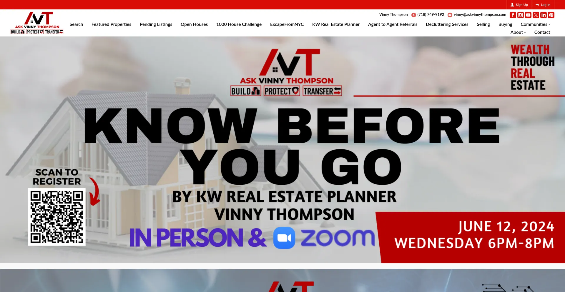 Screenshot of askvinnythompson.com homepage