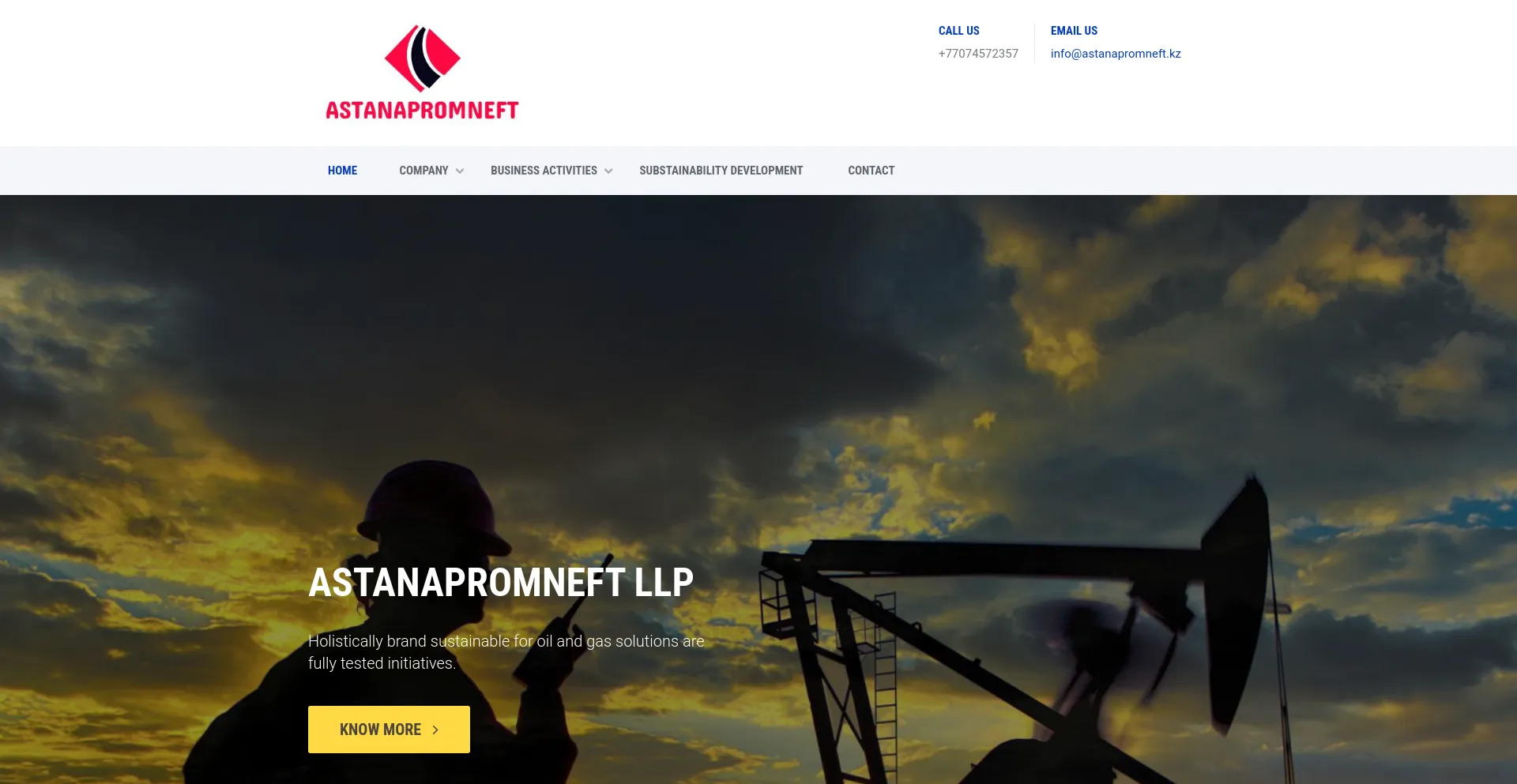 Screenshot of astanapromneft.kz homepage