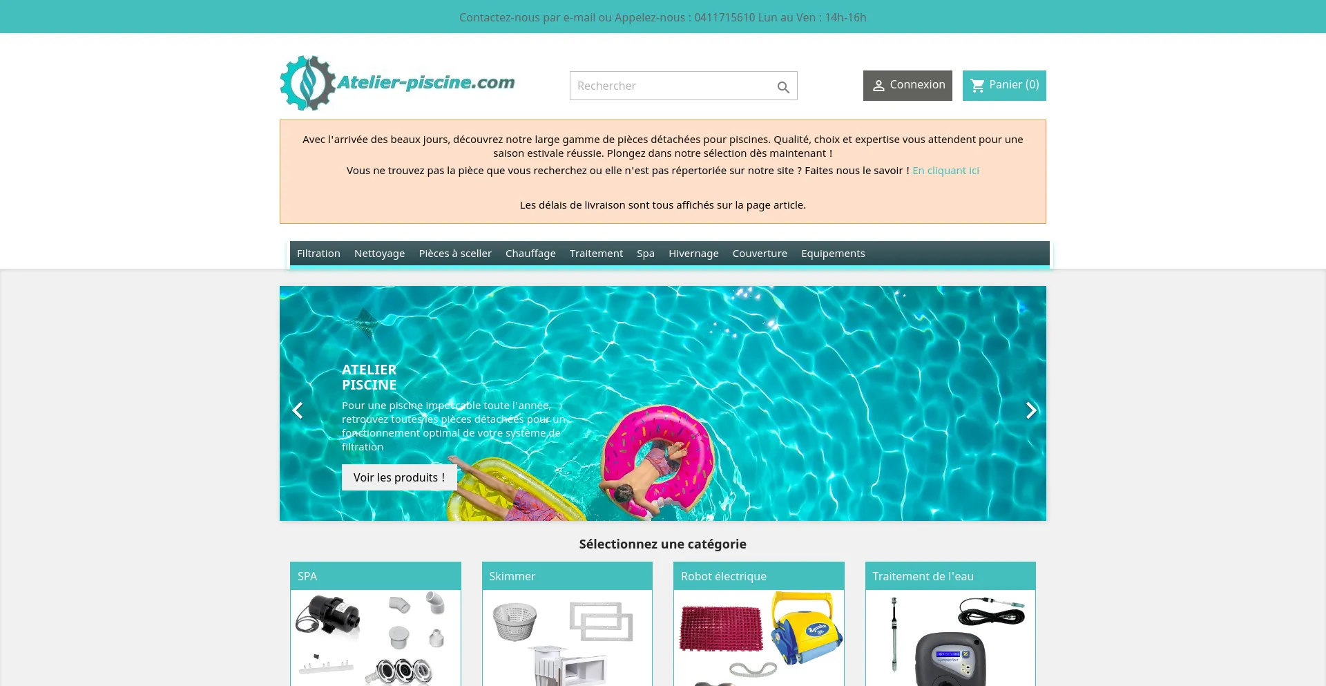 Screenshot of atelier-piscine.com homepage