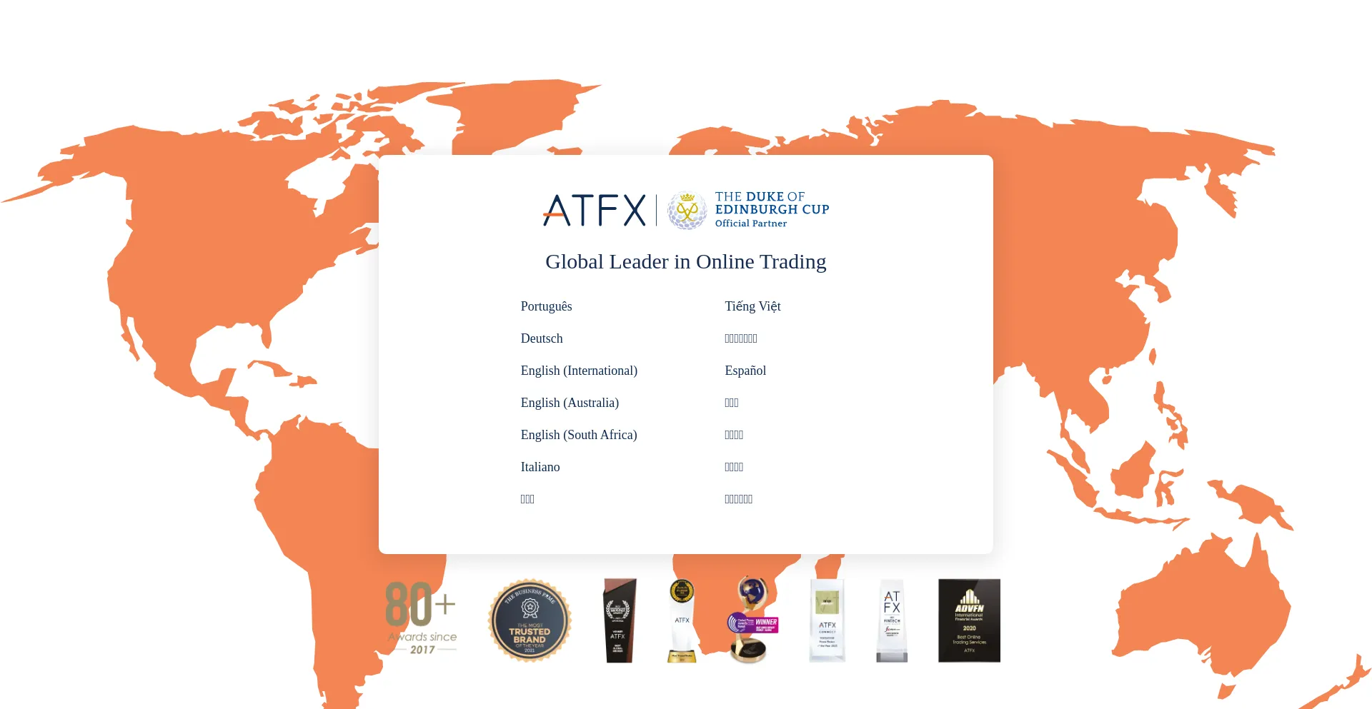 Screenshot of atfx.com homepage