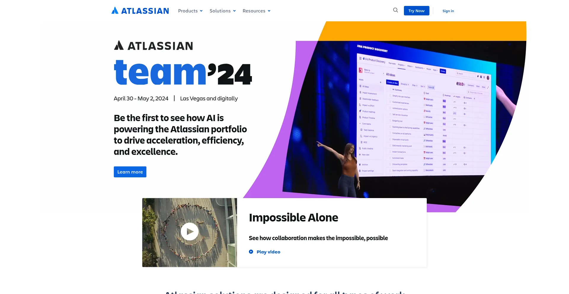 Screenshot of atlassian.com homepage