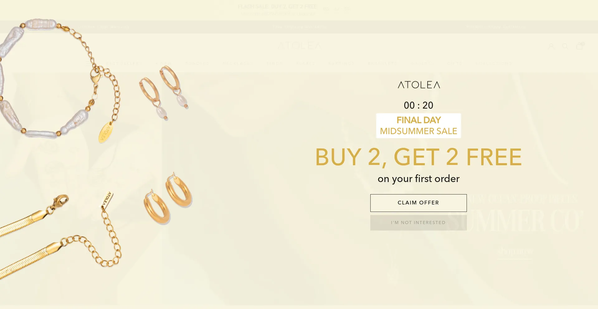 Screenshot of atoleajewelry.com homepage