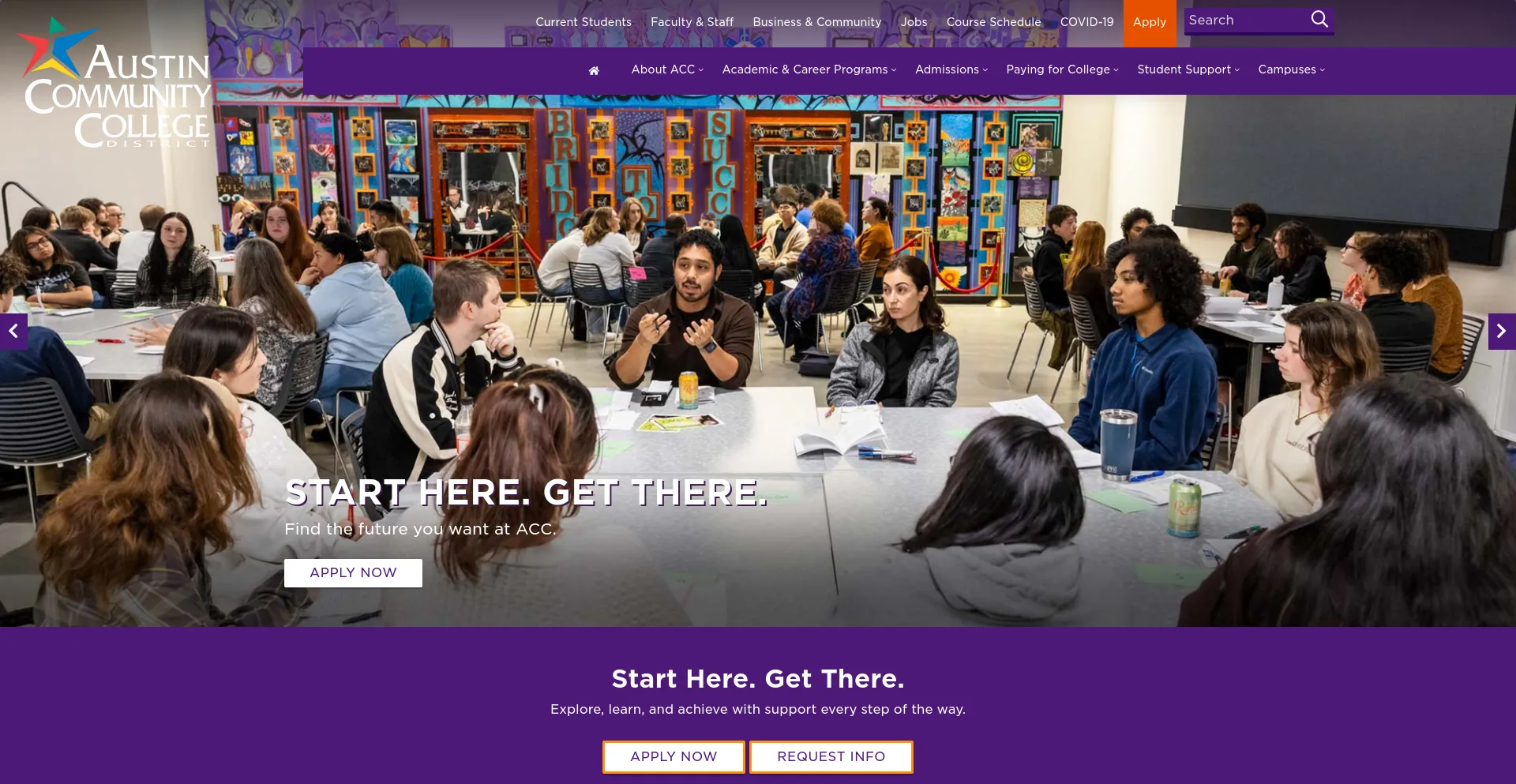 Screenshot of austincc.edu homepage