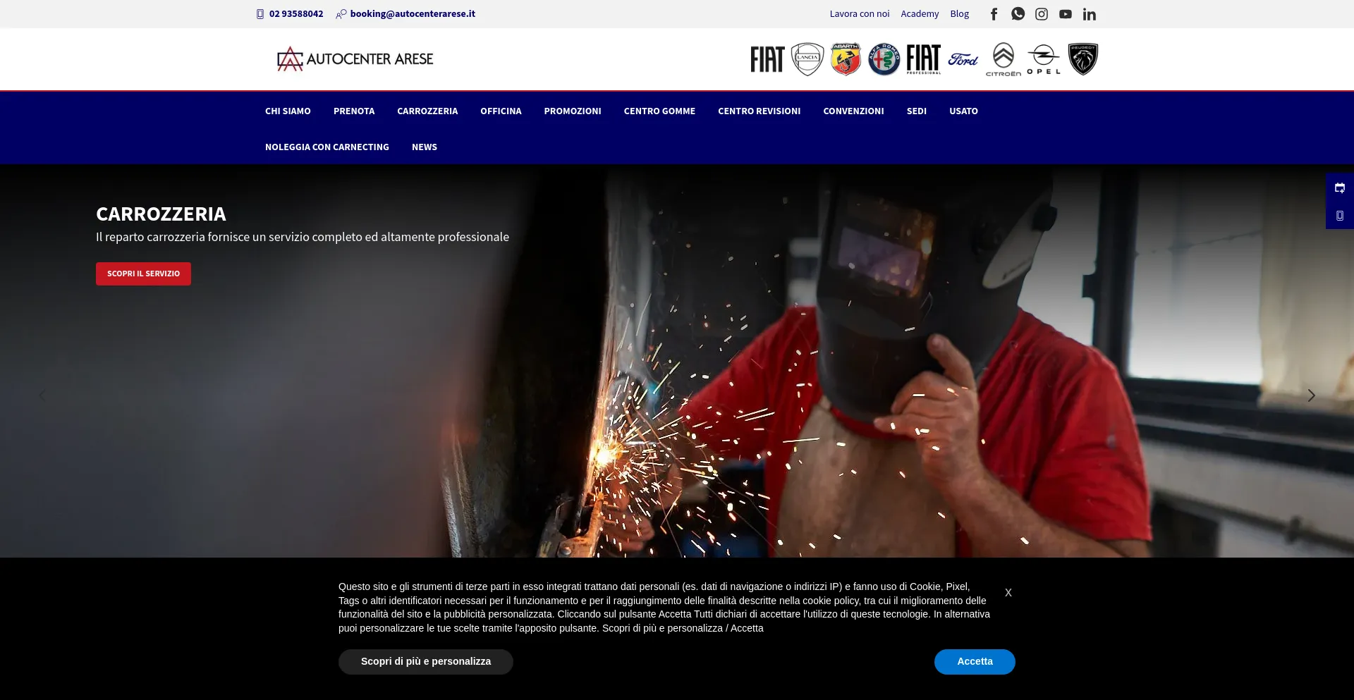 Screenshot of autocenterarese.com homepage