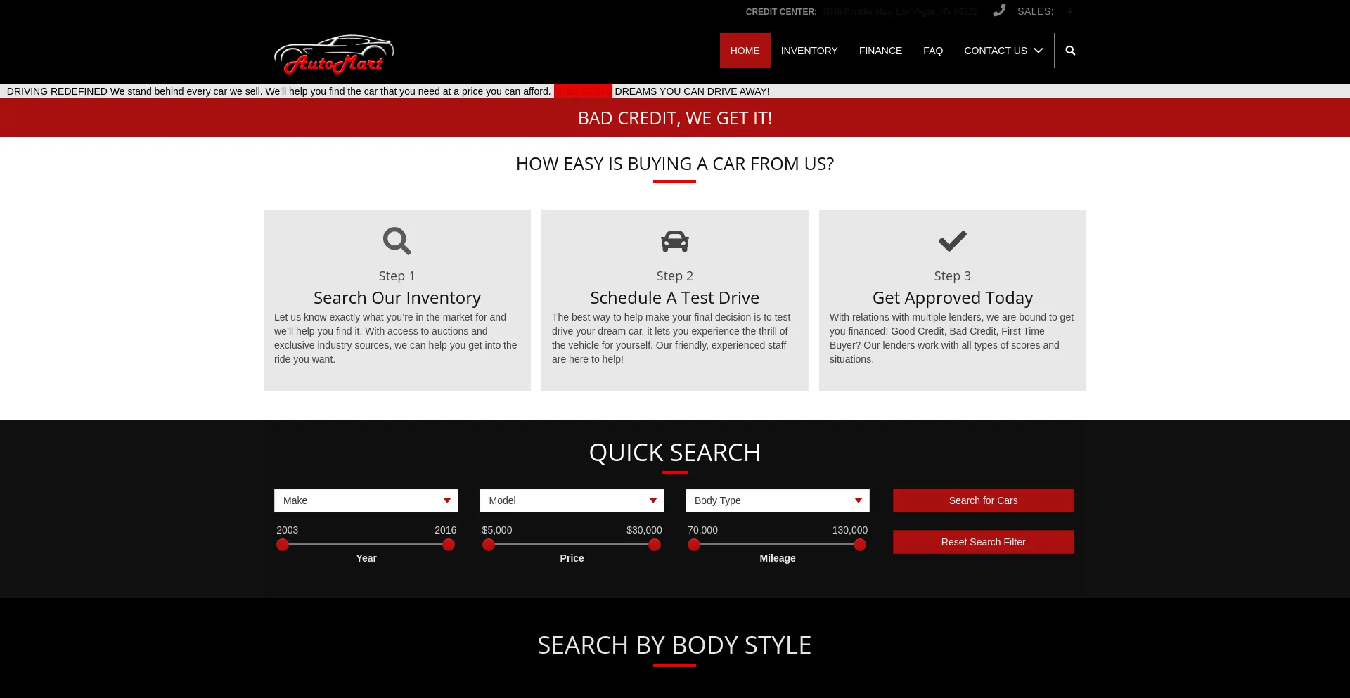 Screenshot of automartnv.com homepage