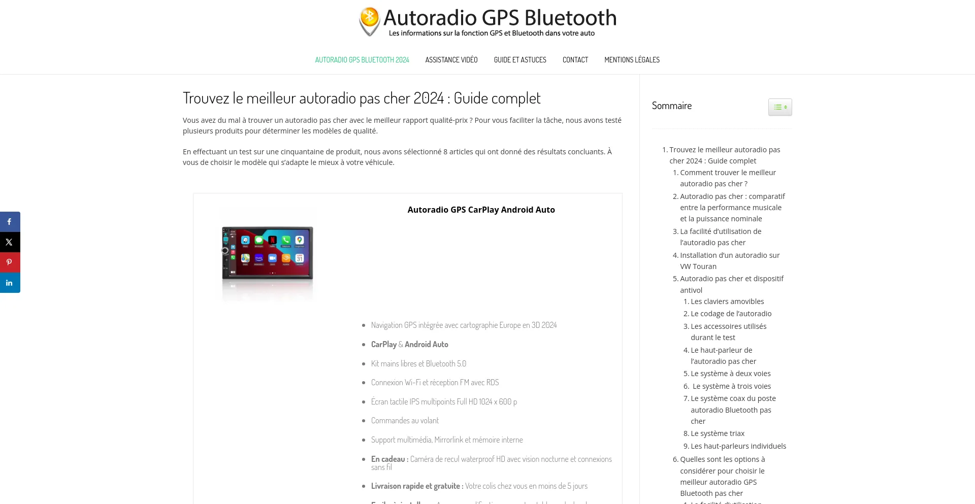 Screenshot of autoradio-gps-bluetooth.com homepage