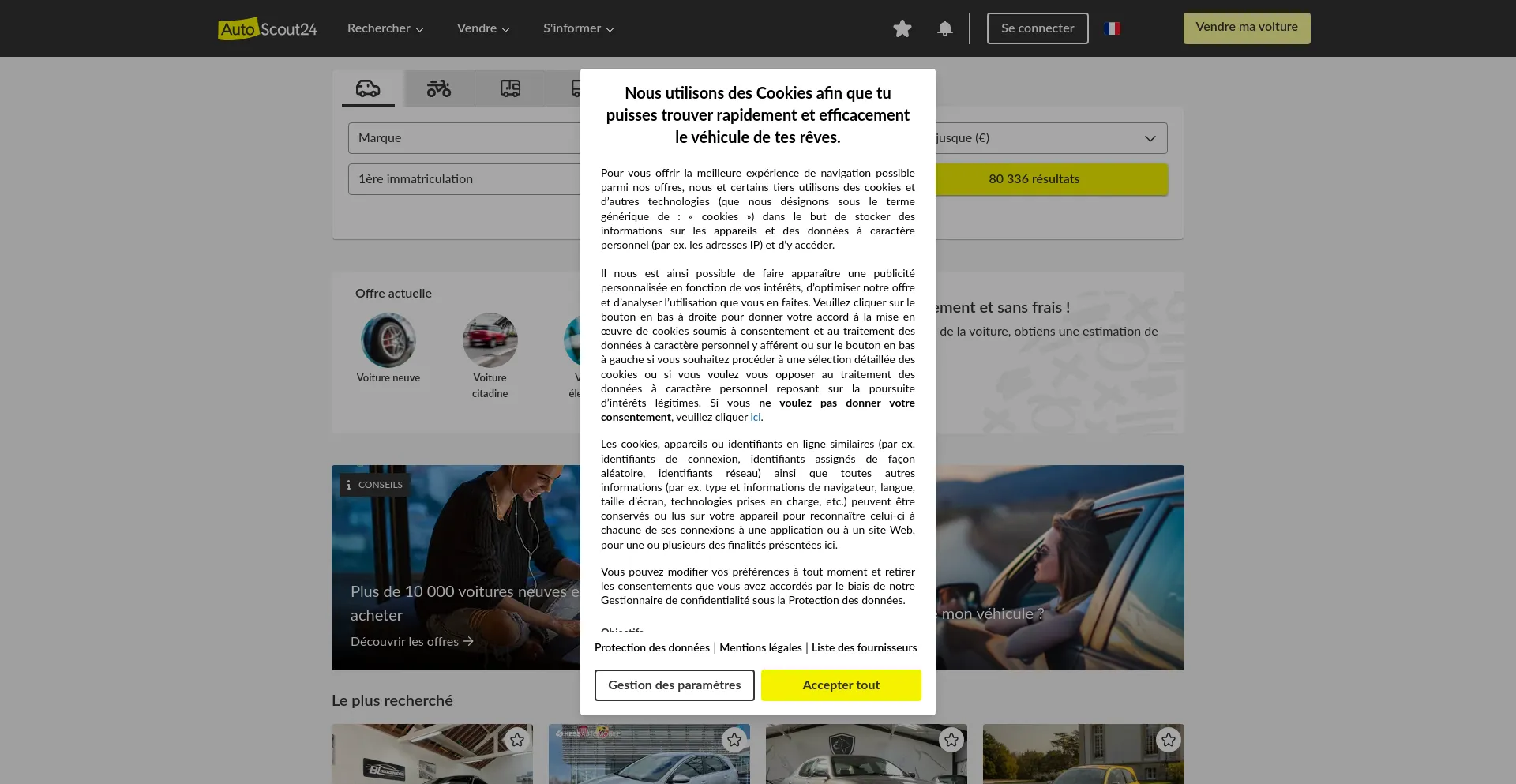 Screenshot of autoscout24.fr homepage