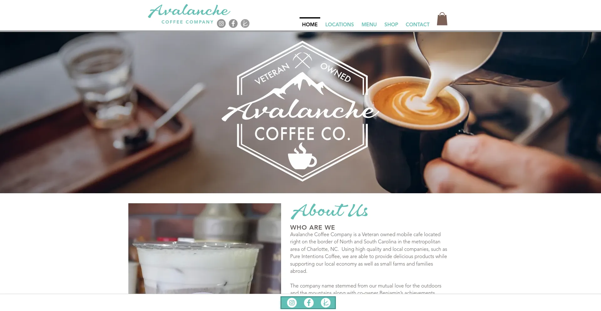 Screenshot of avalanchecoffeecompany.com homepage