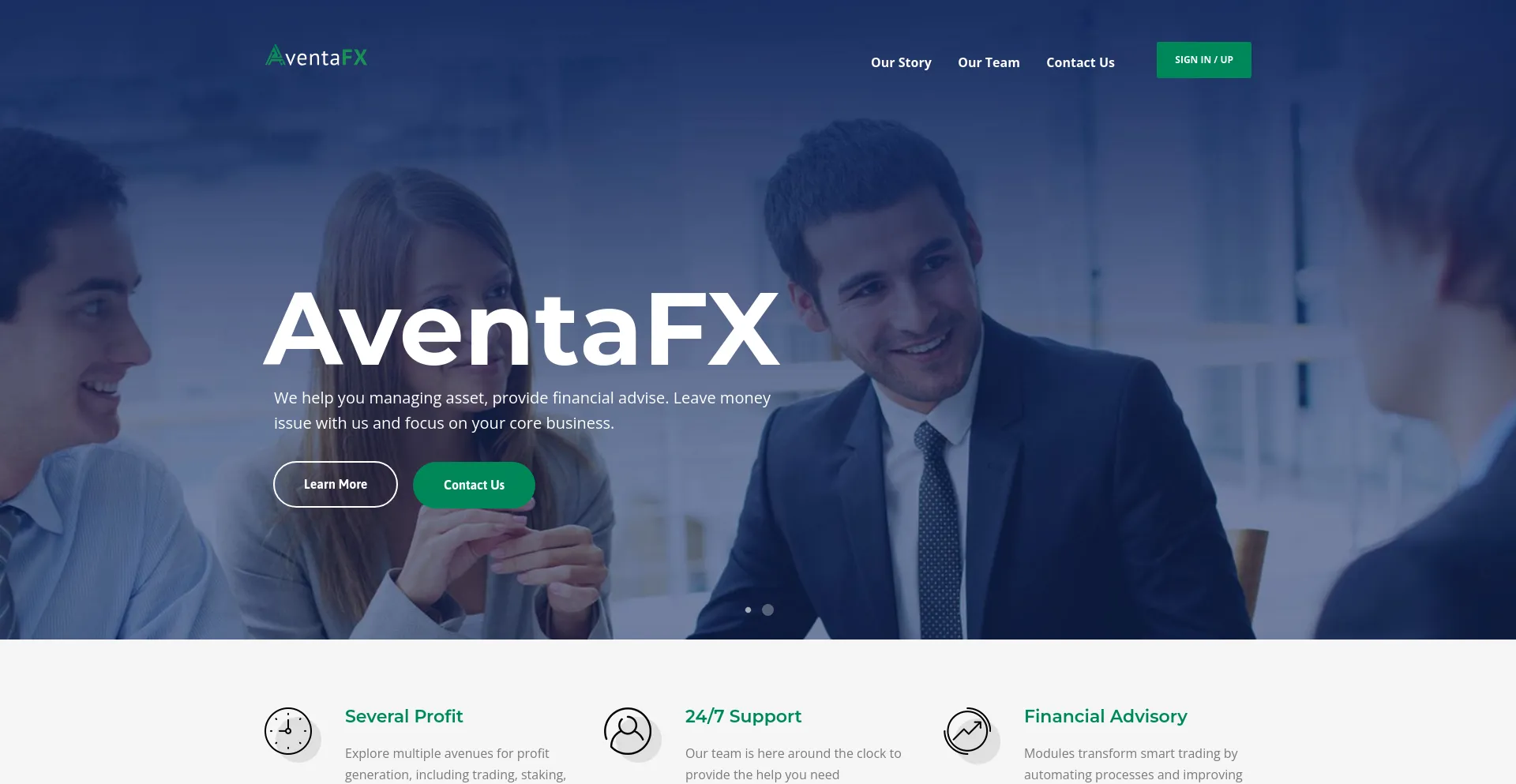 Screenshot of aventafx.com homepage