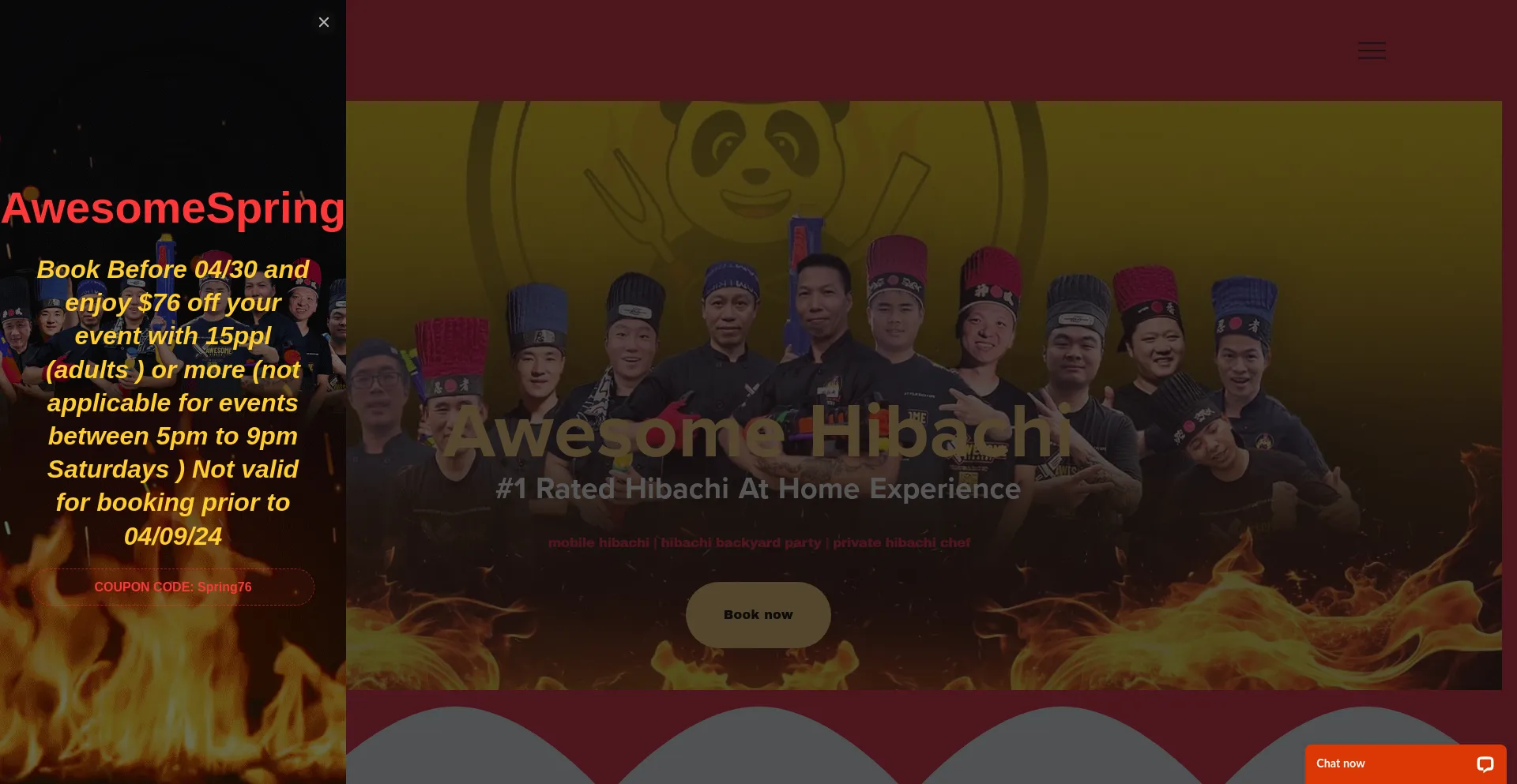 Screenshot of awesomehibachi.com homepage