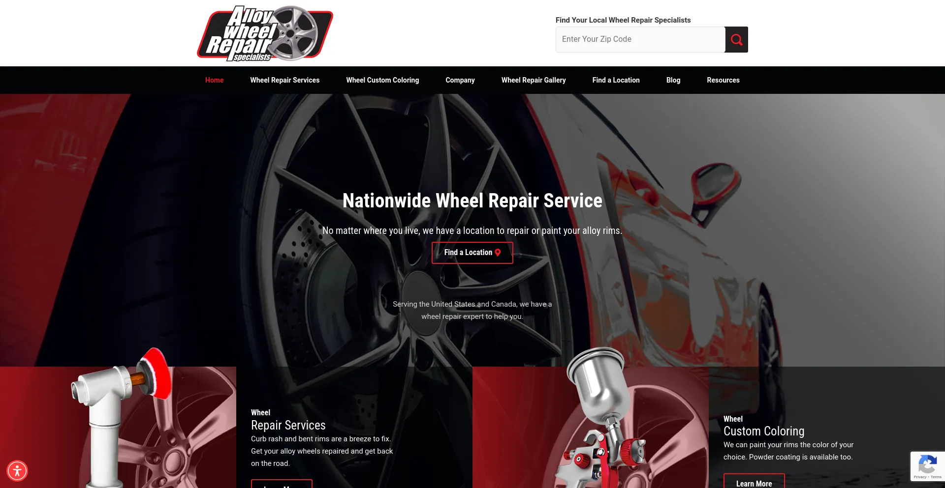 Screenshot of awrswheelrepair.com homepage