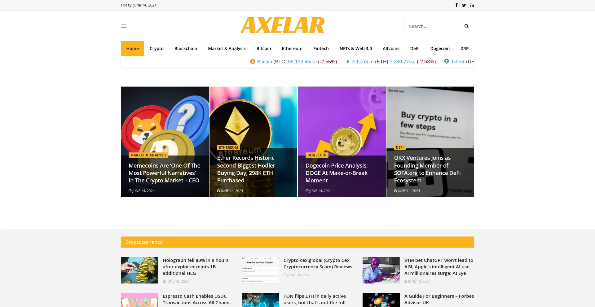 Screenshot of axelar.com homepage