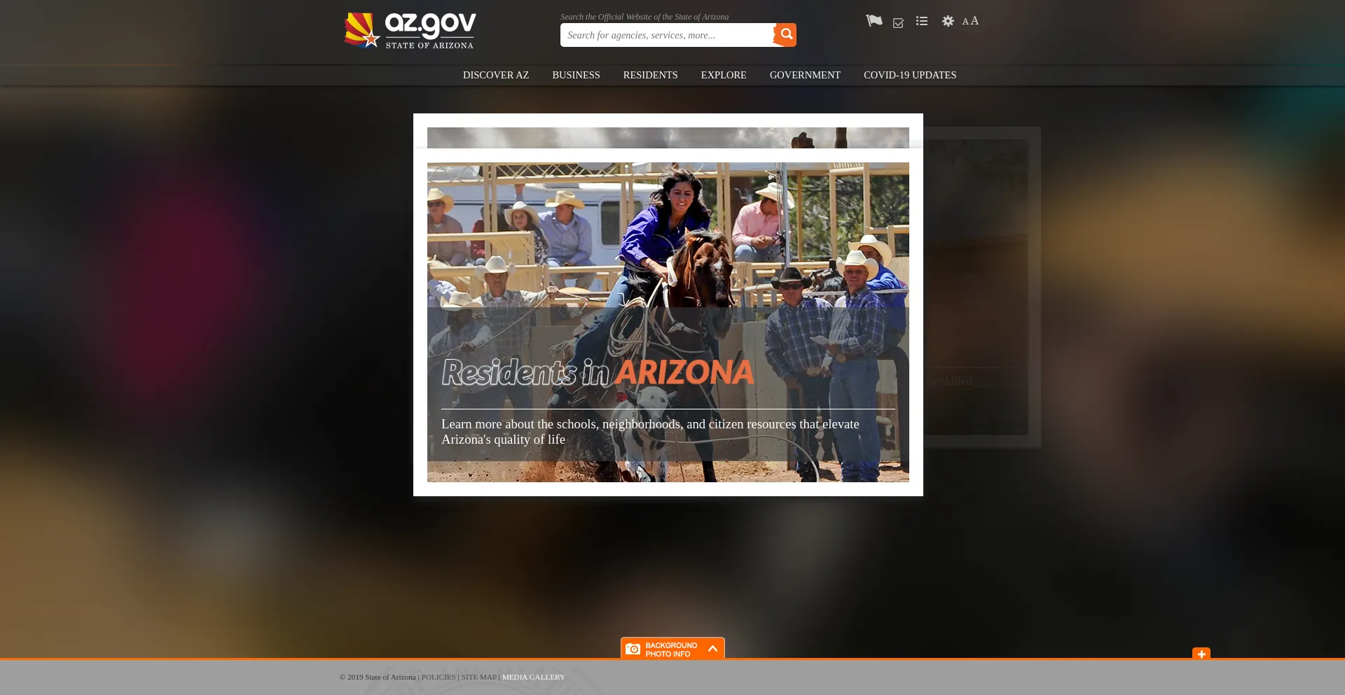 Screenshot of az.gov homepage