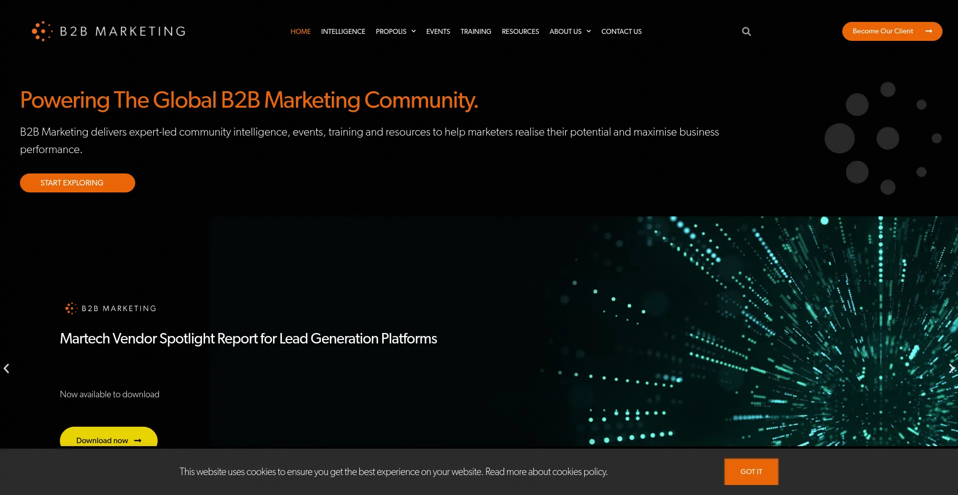 Screenshot of b2bmarketing.net homepage