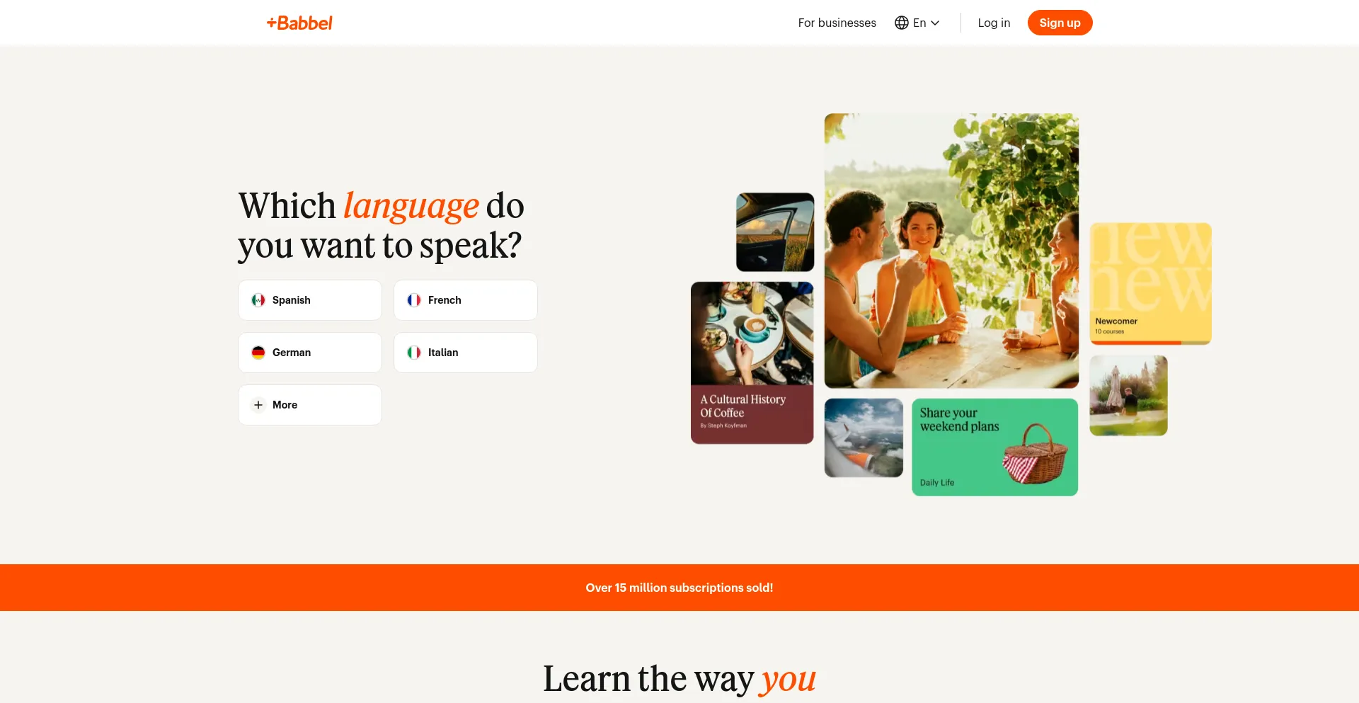 Screenshot of babbel.com homepage