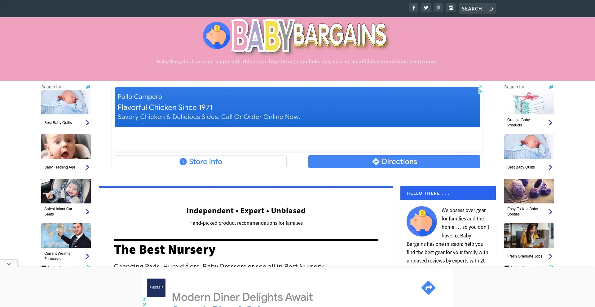 Screenshot of babybargains.com homepage