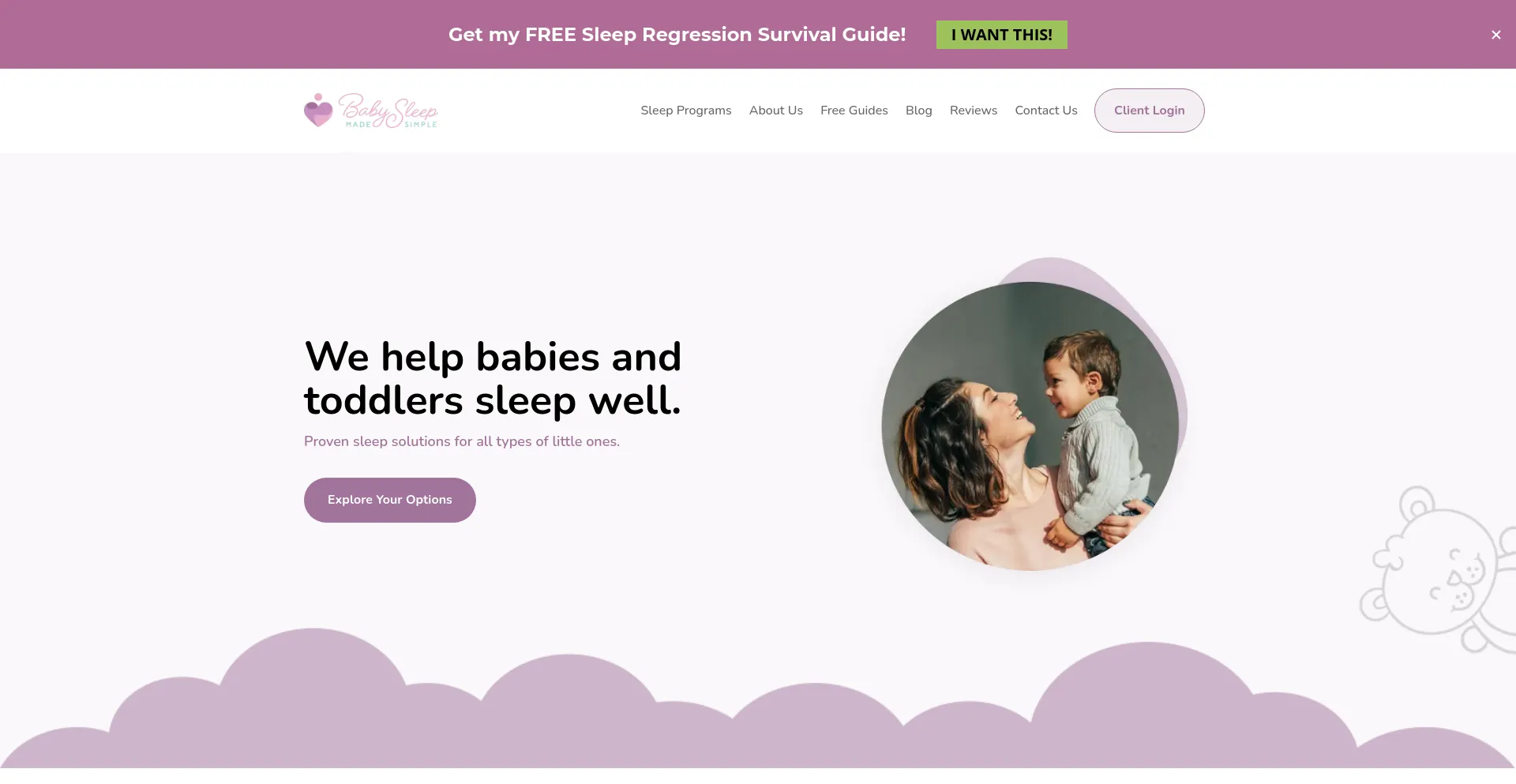 Screenshot of babysleepmadesimple.com homepage