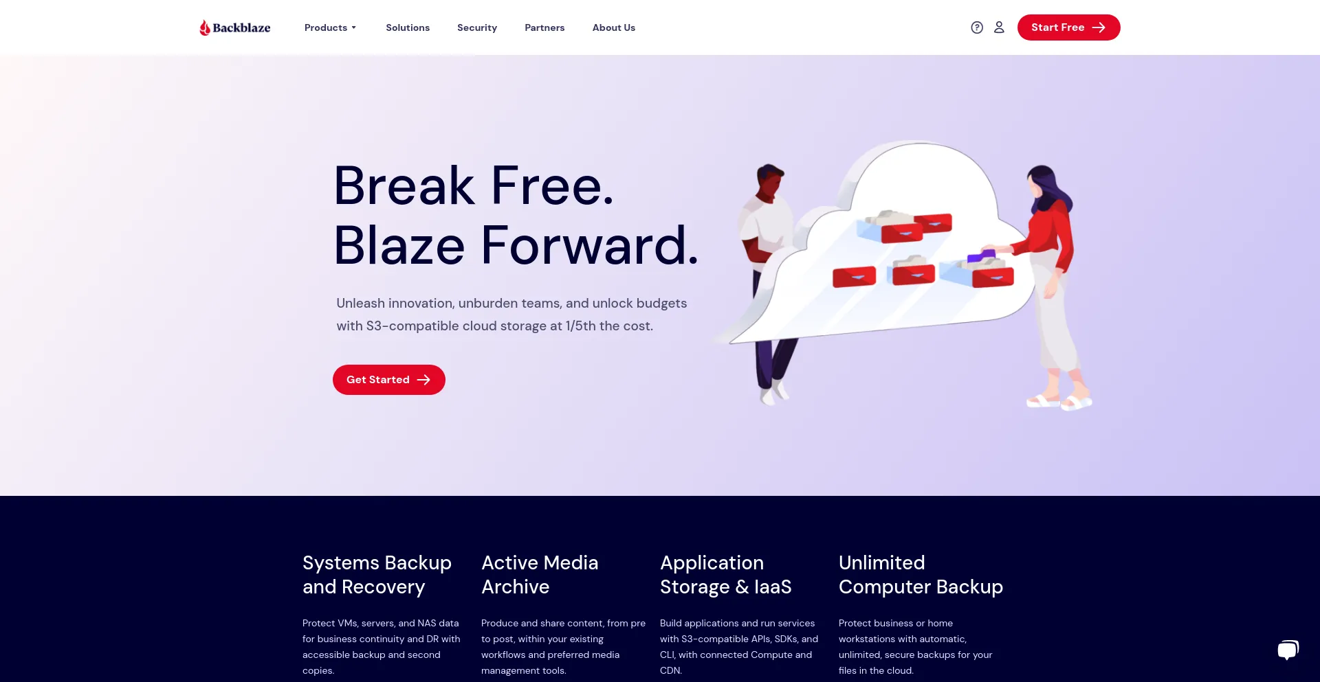 Screenshot of backblaze.com homepage