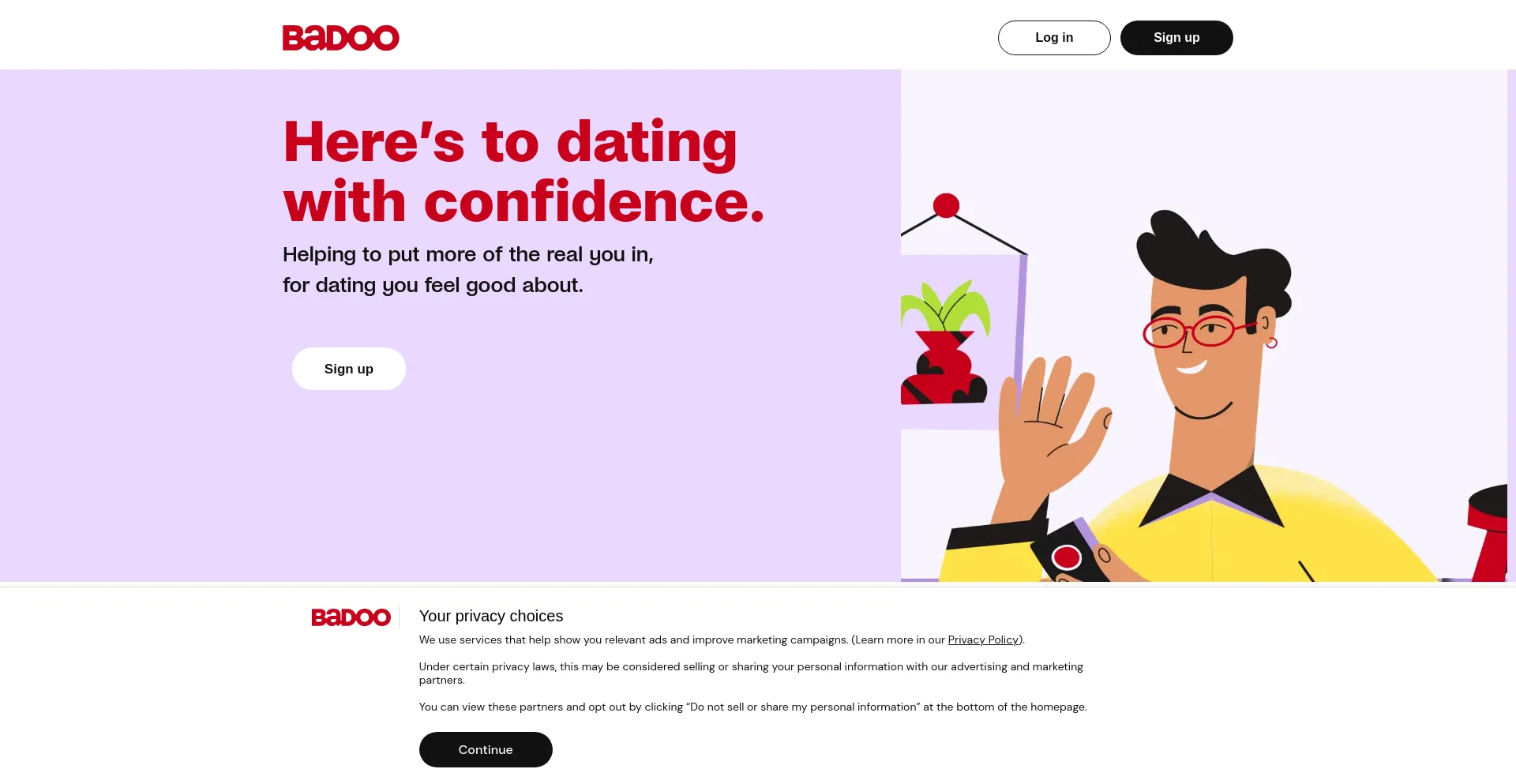 Screenshot of badoo.com homepage