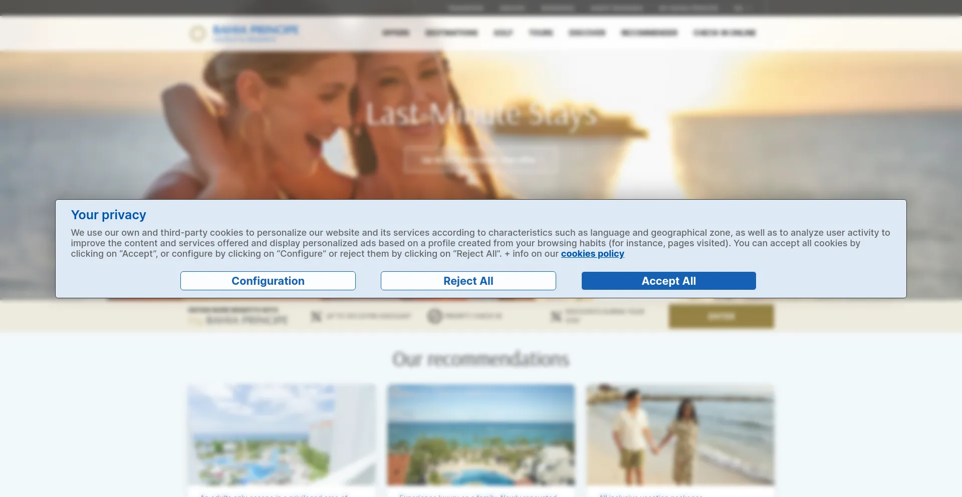 Screenshot of bahia-principe.com homepage