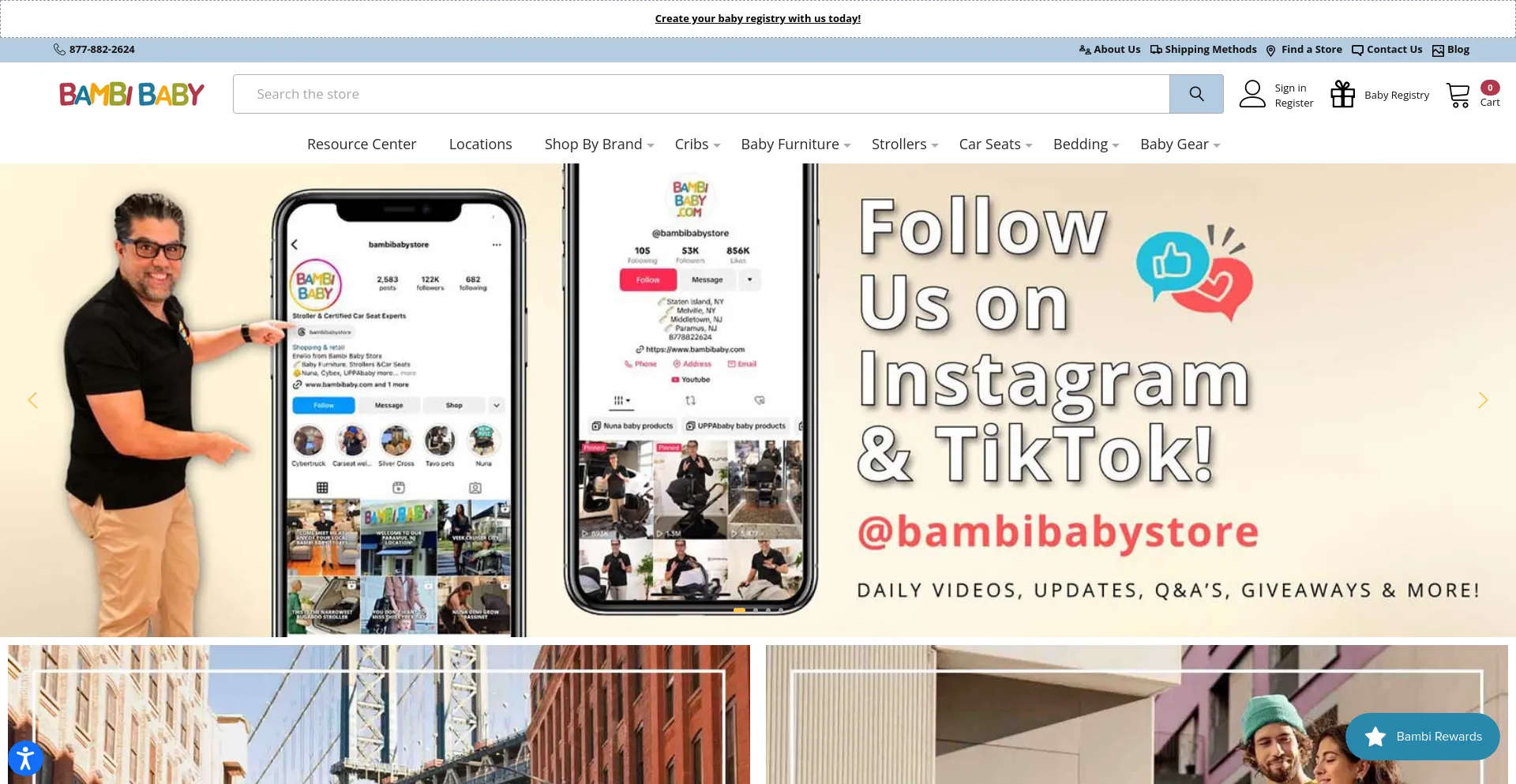 Screenshot of bambibaby.com homepage