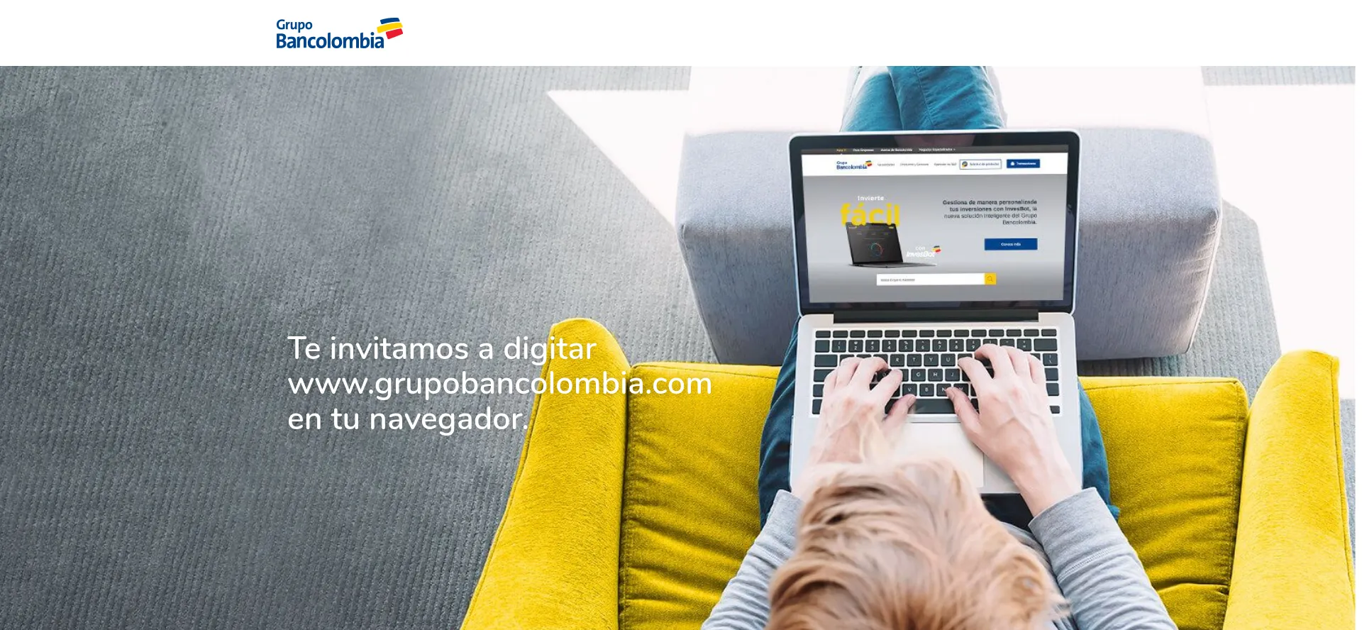 Screenshot of bancolombia.com homepage