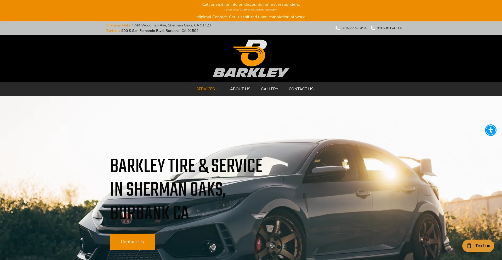 Screenshot of barkleytireandservices.com homepage