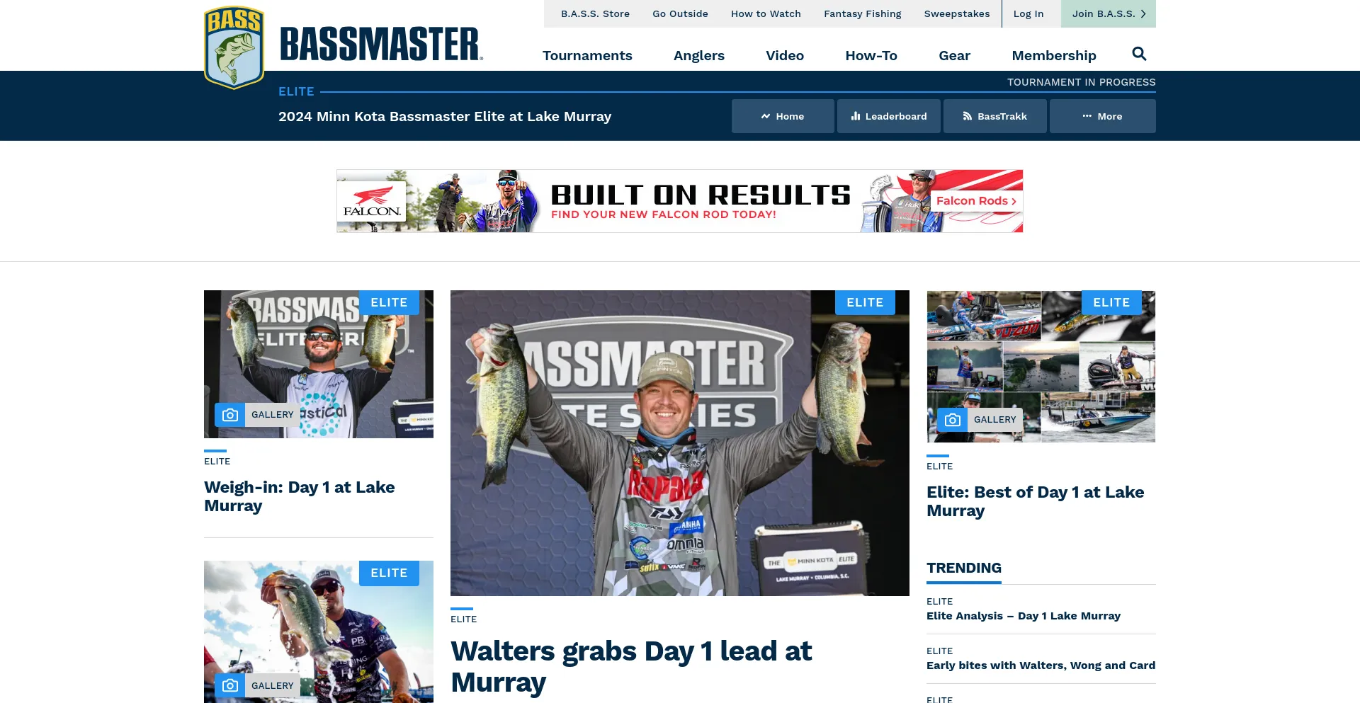 Screenshot of bassmaster.com homepage