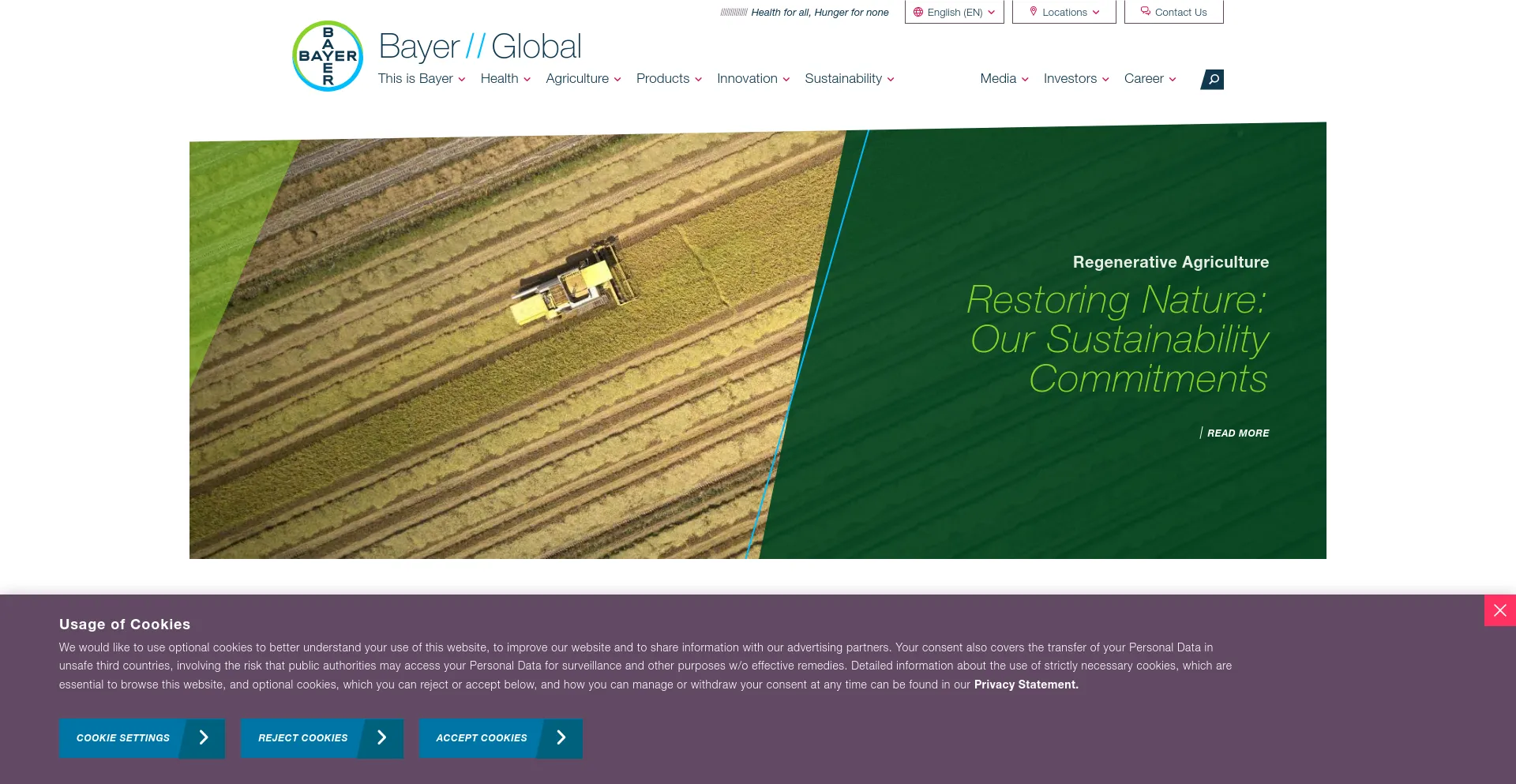 Screenshot of bayer.com homepage