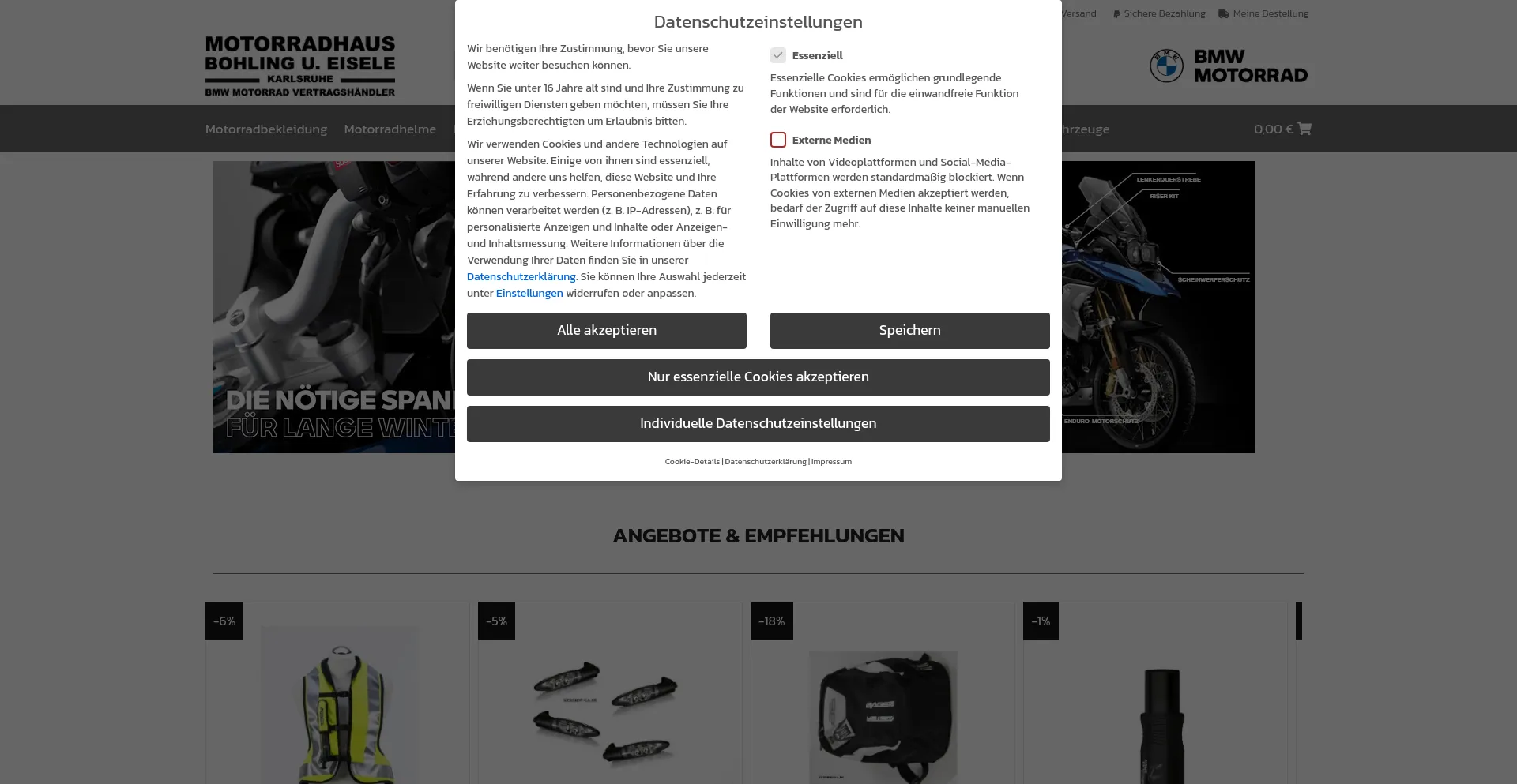 Screenshot of be-moto.de homepage