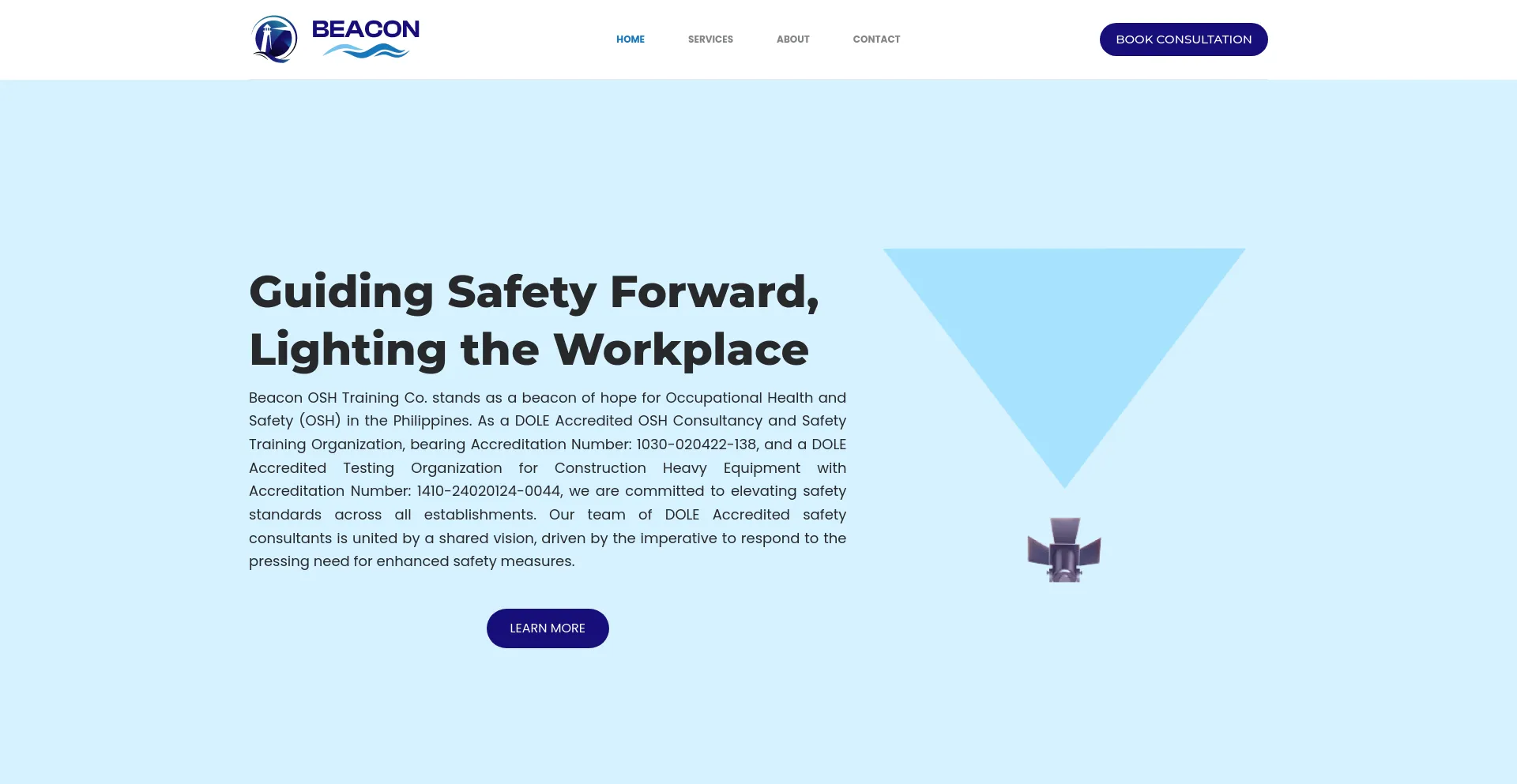 Screenshot of beacon-osh.com homepage