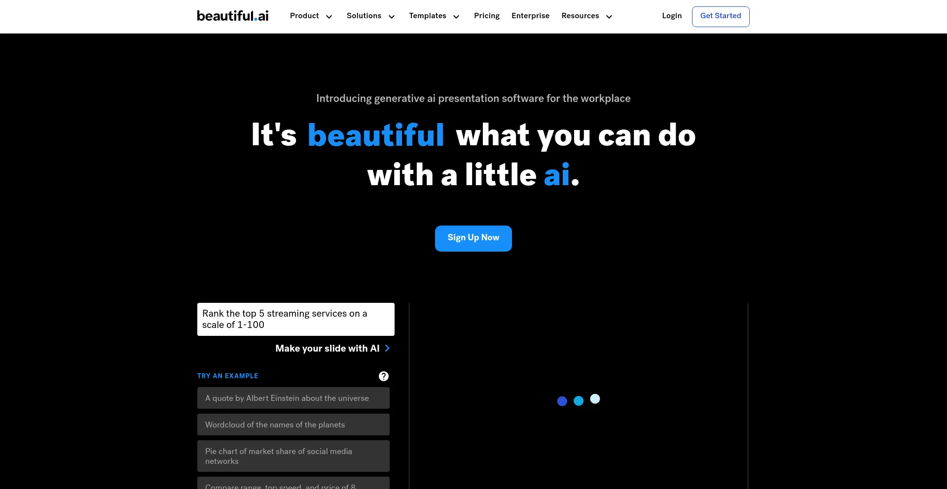 Screenshot of beautiful.ai homepage