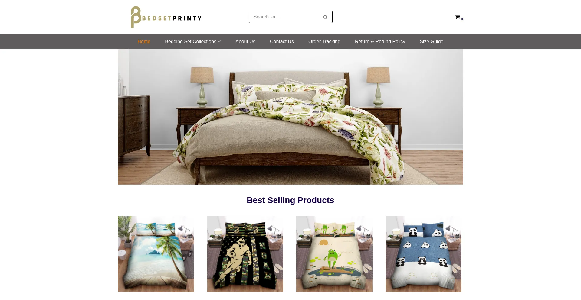 Screenshot of bedsetprinty.com homepage