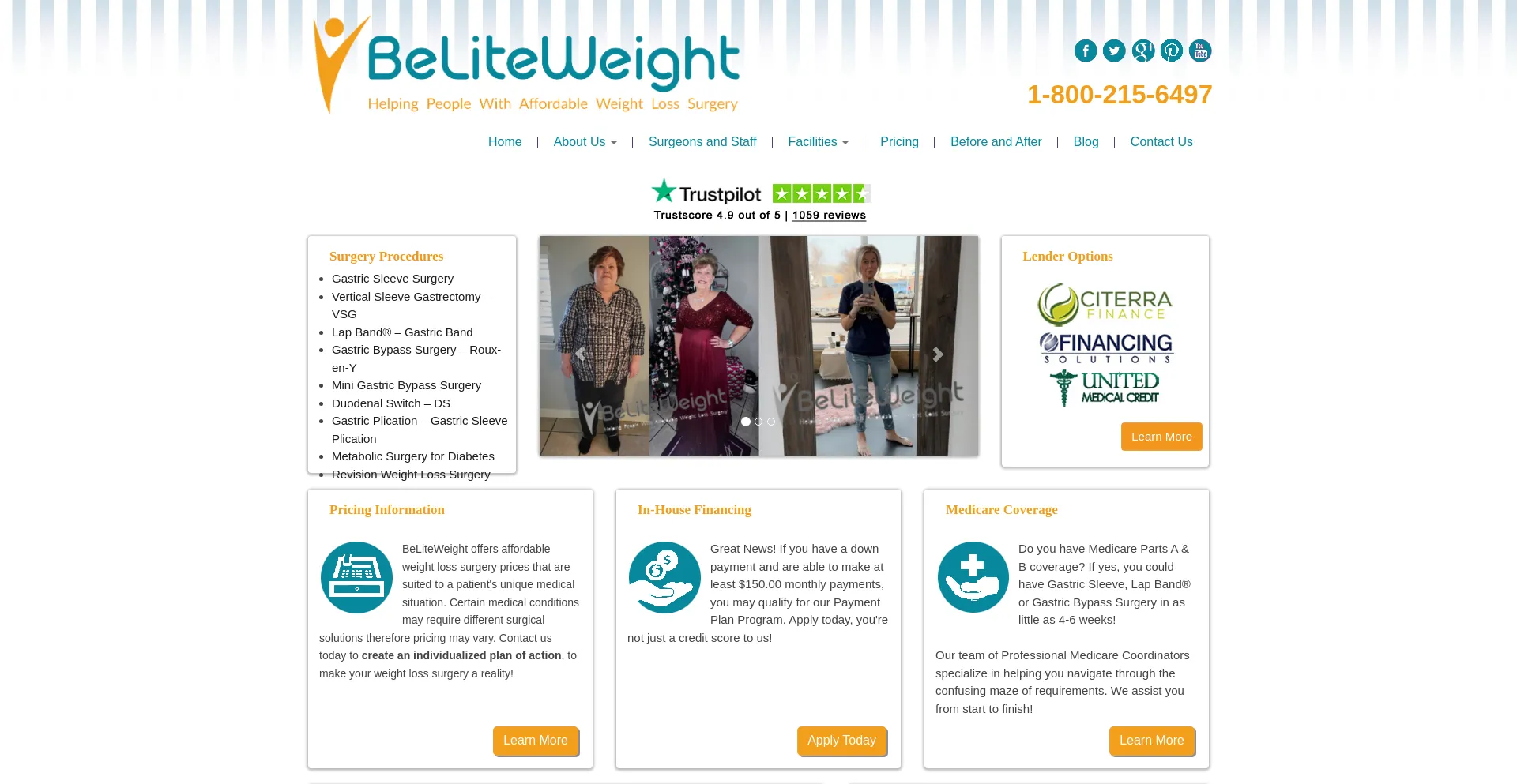 Screenshot of beliteweight.com homepage