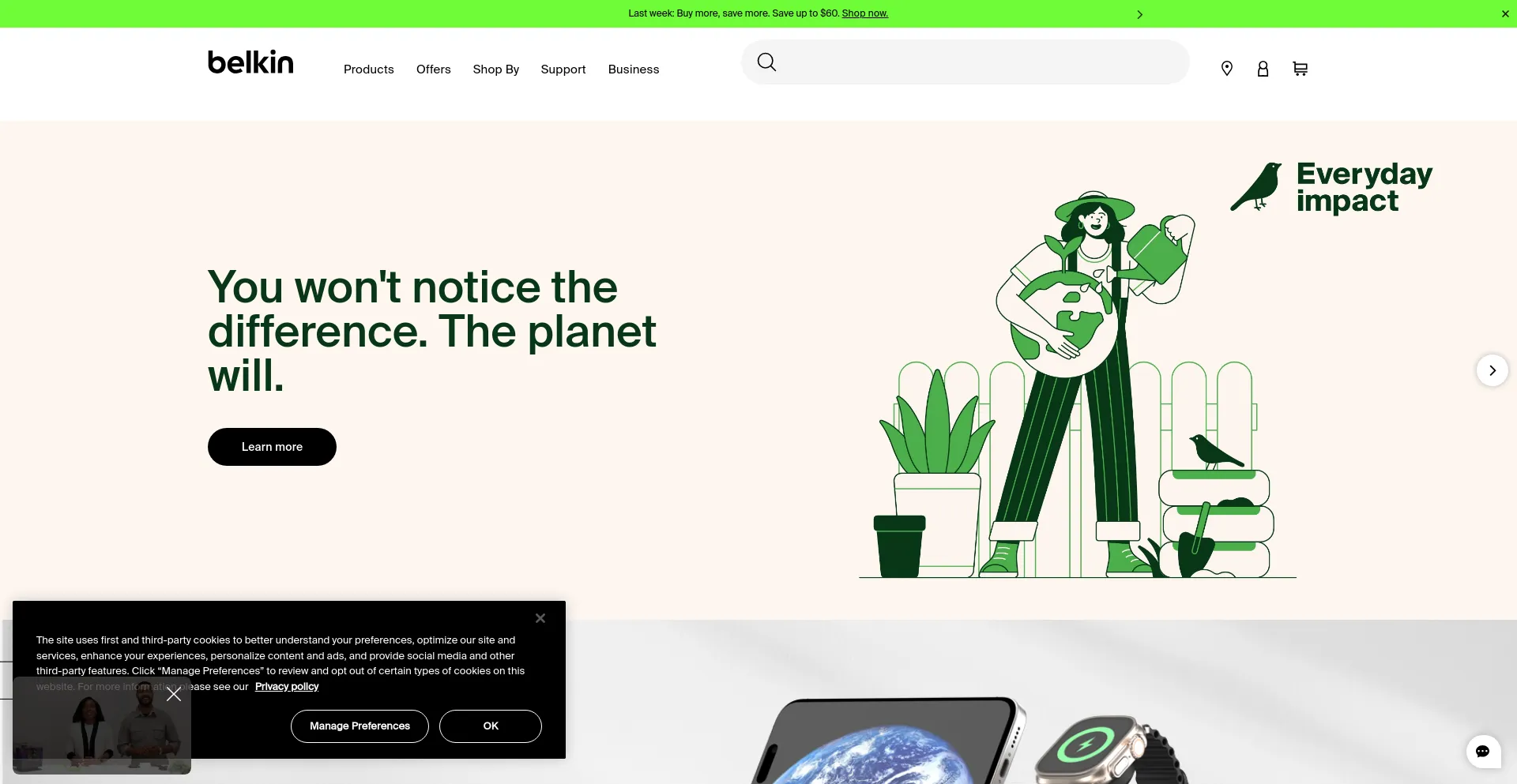 Screenshot of belkin.com homepage