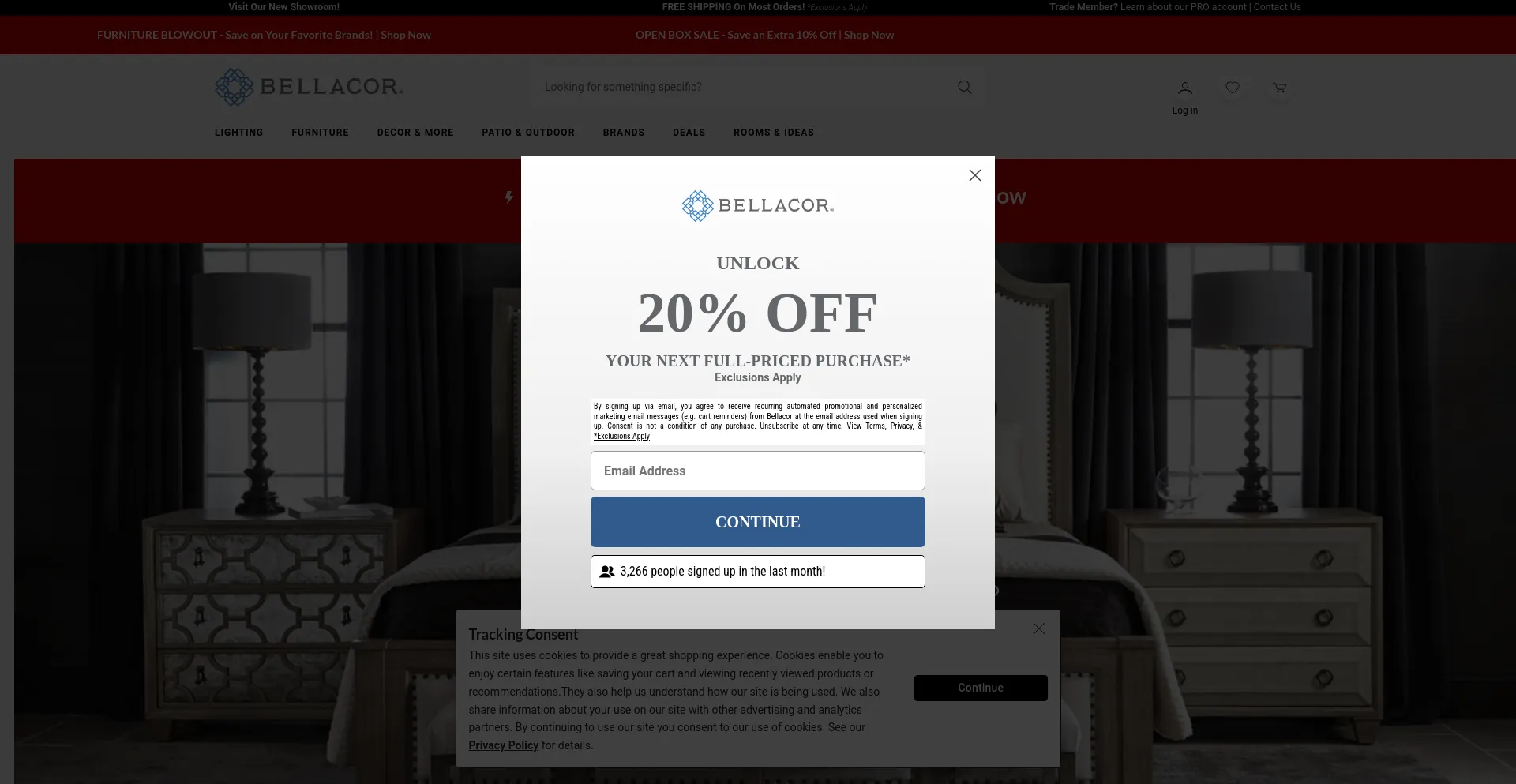 Screenshot of bellacor.com homepage