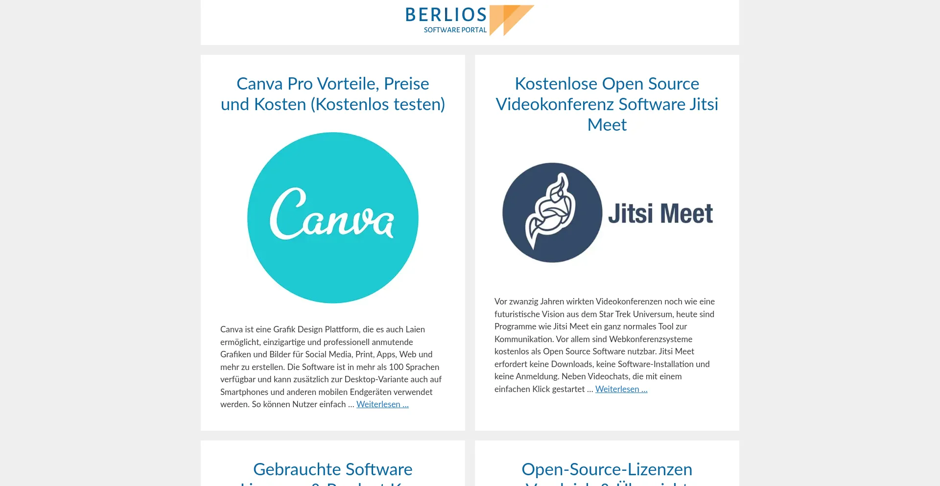 Screenshot of berlios.de homepage