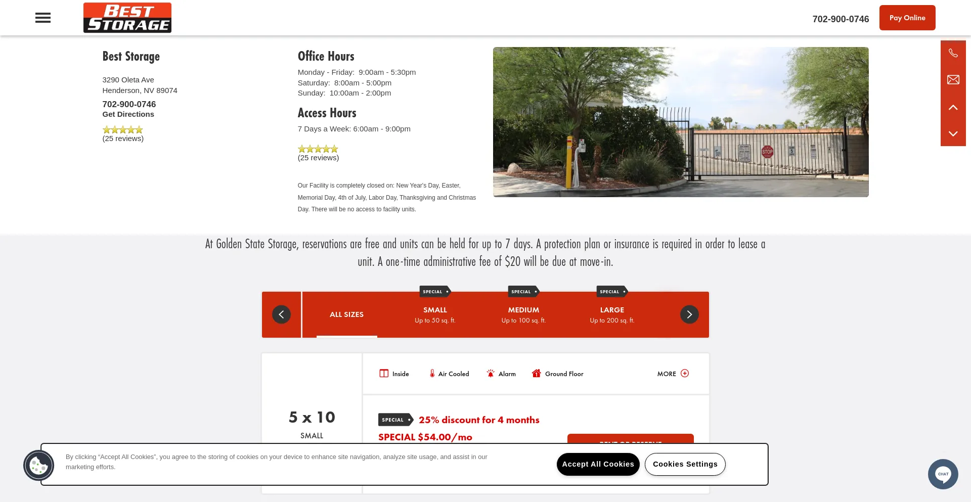 Screenshot of beststoragehenderson.com homepage