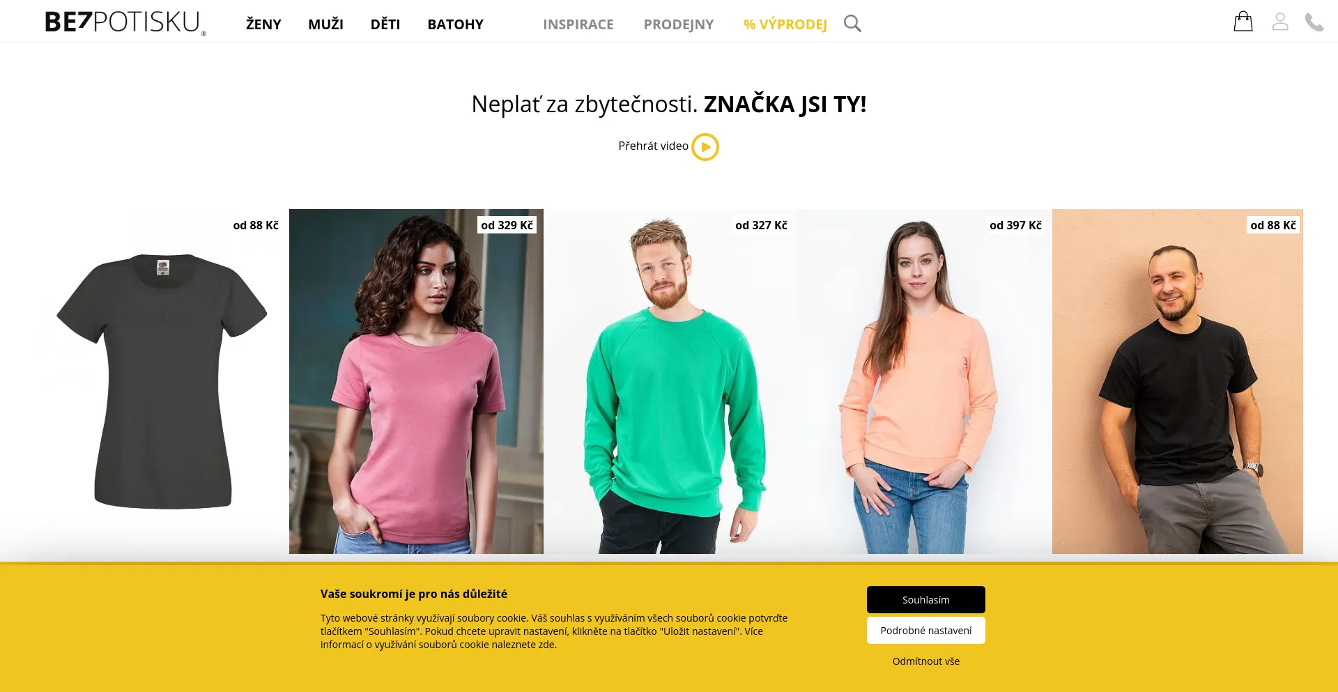 Screenshot of bezpotisku.cz homepage