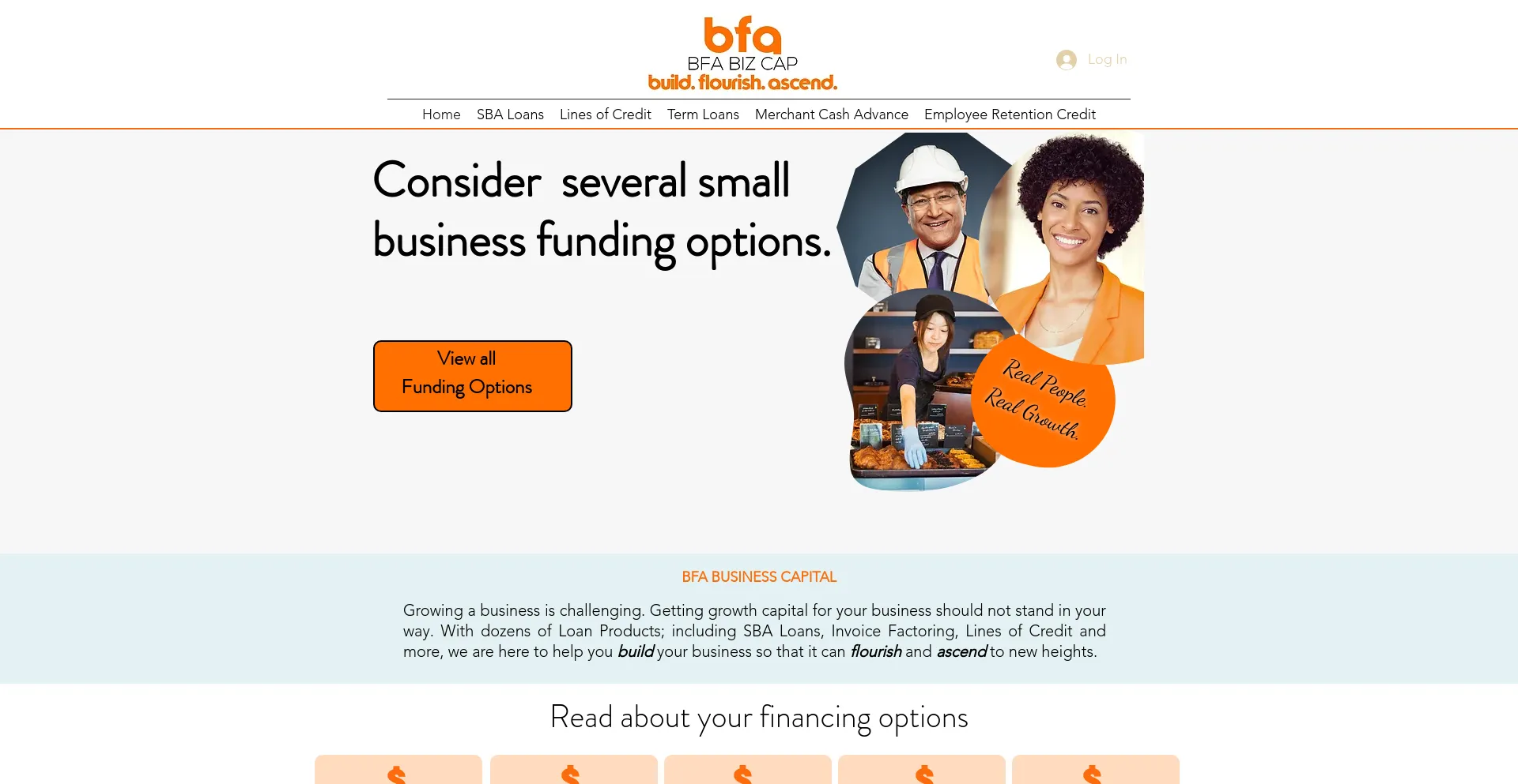 Screenshot of bfa.business homepage