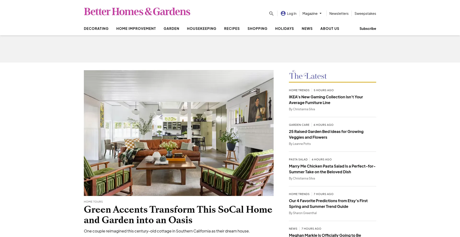 Screenshot of bhg.com homepage