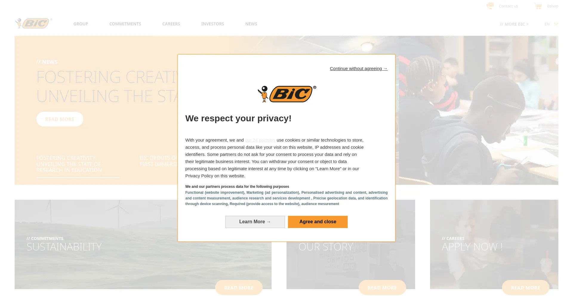 Screenshot of bicworld.com homepage