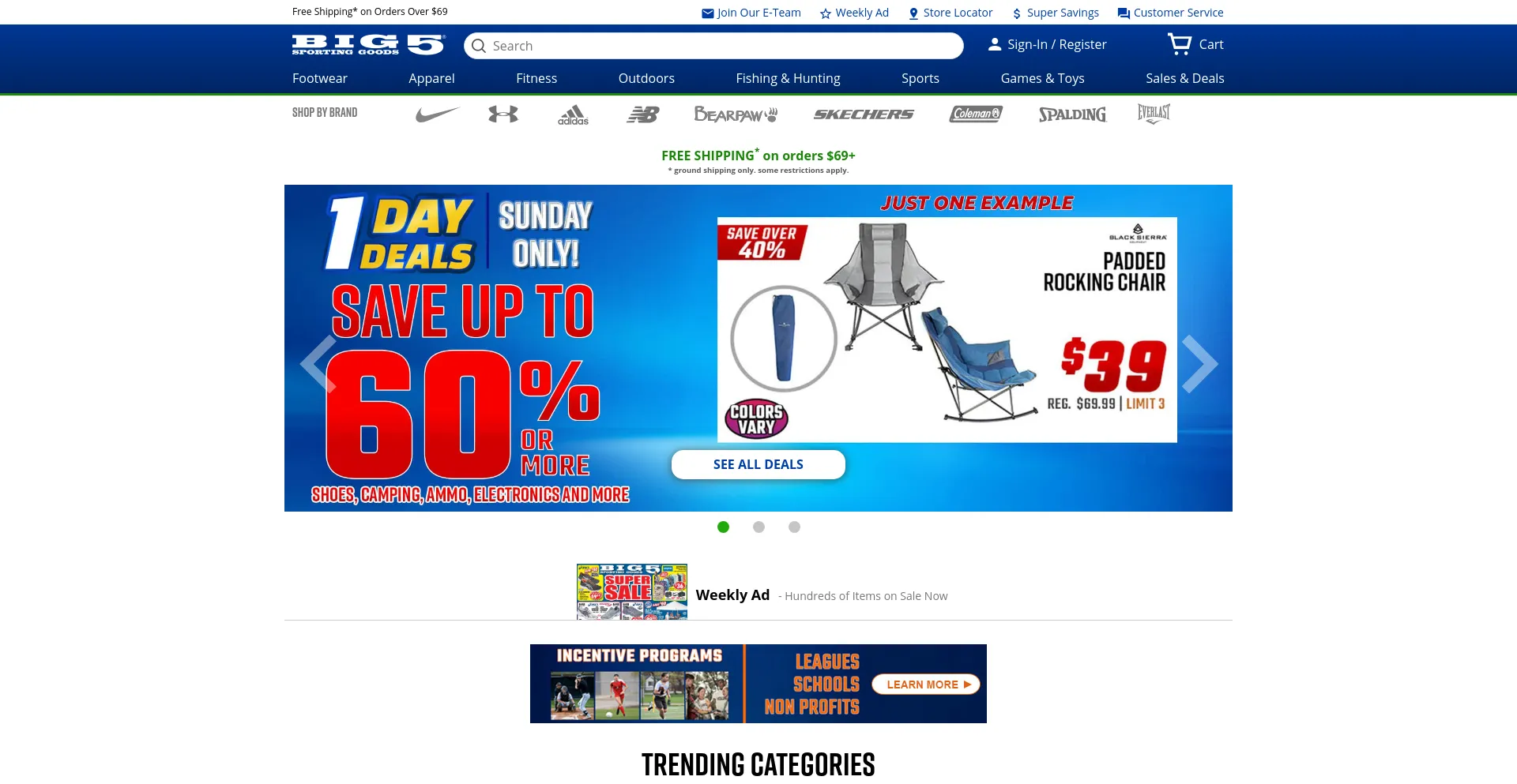 Screenshot of big5sportinggoods.com homepage