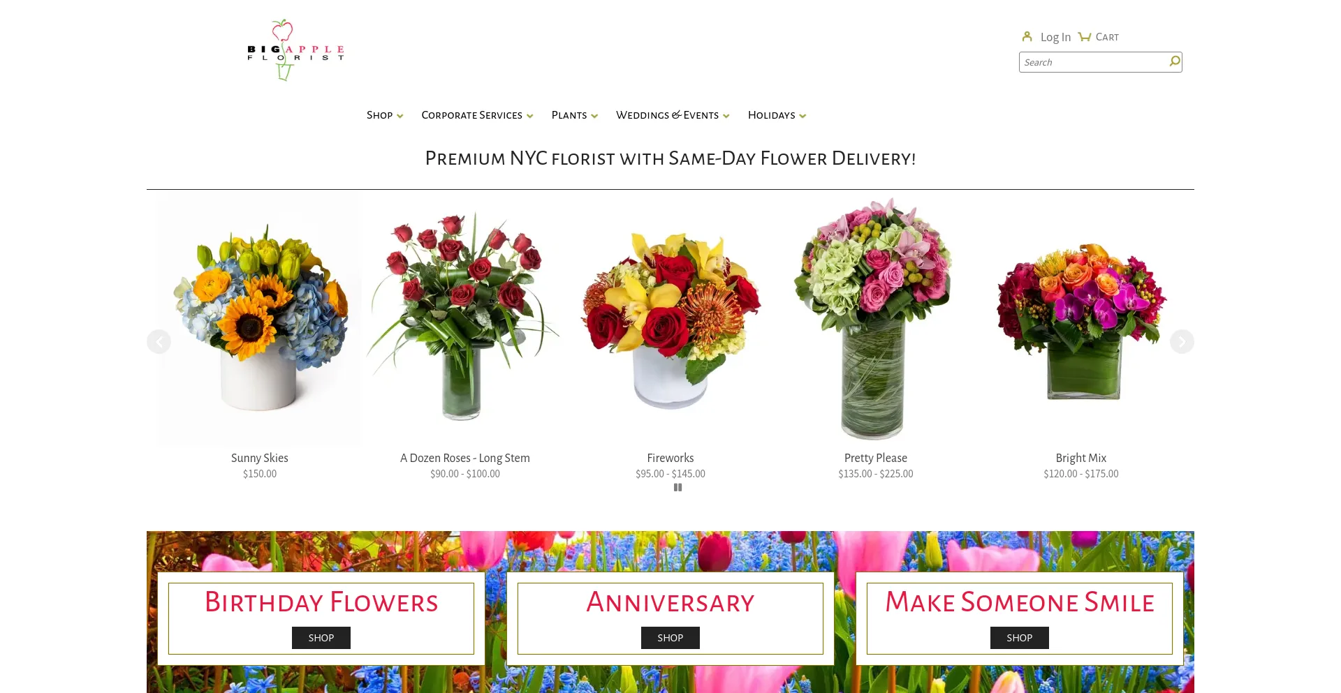 Screenshot of bigappleflorist.com homepage