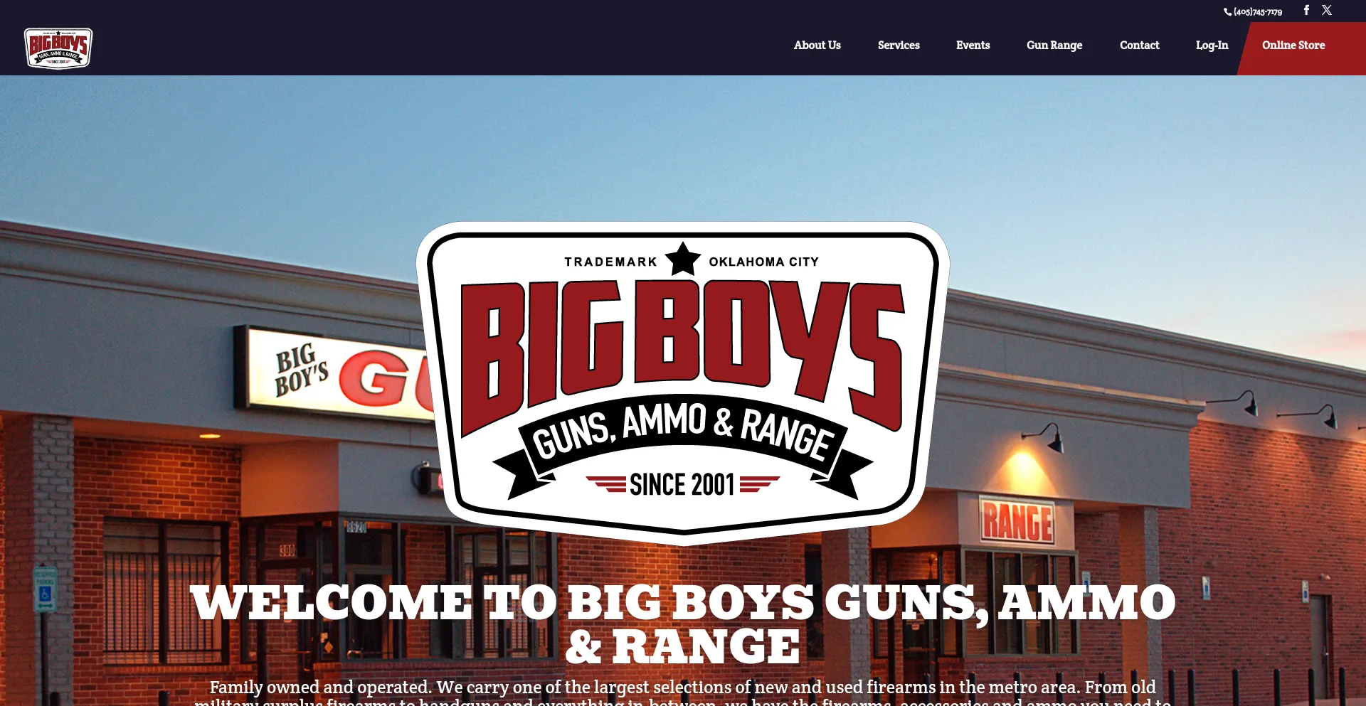 Screenshot of bigboysgunsandammo.com homepage