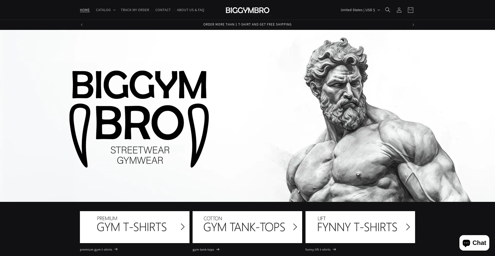 Screenshot of biggymbro.com homepage