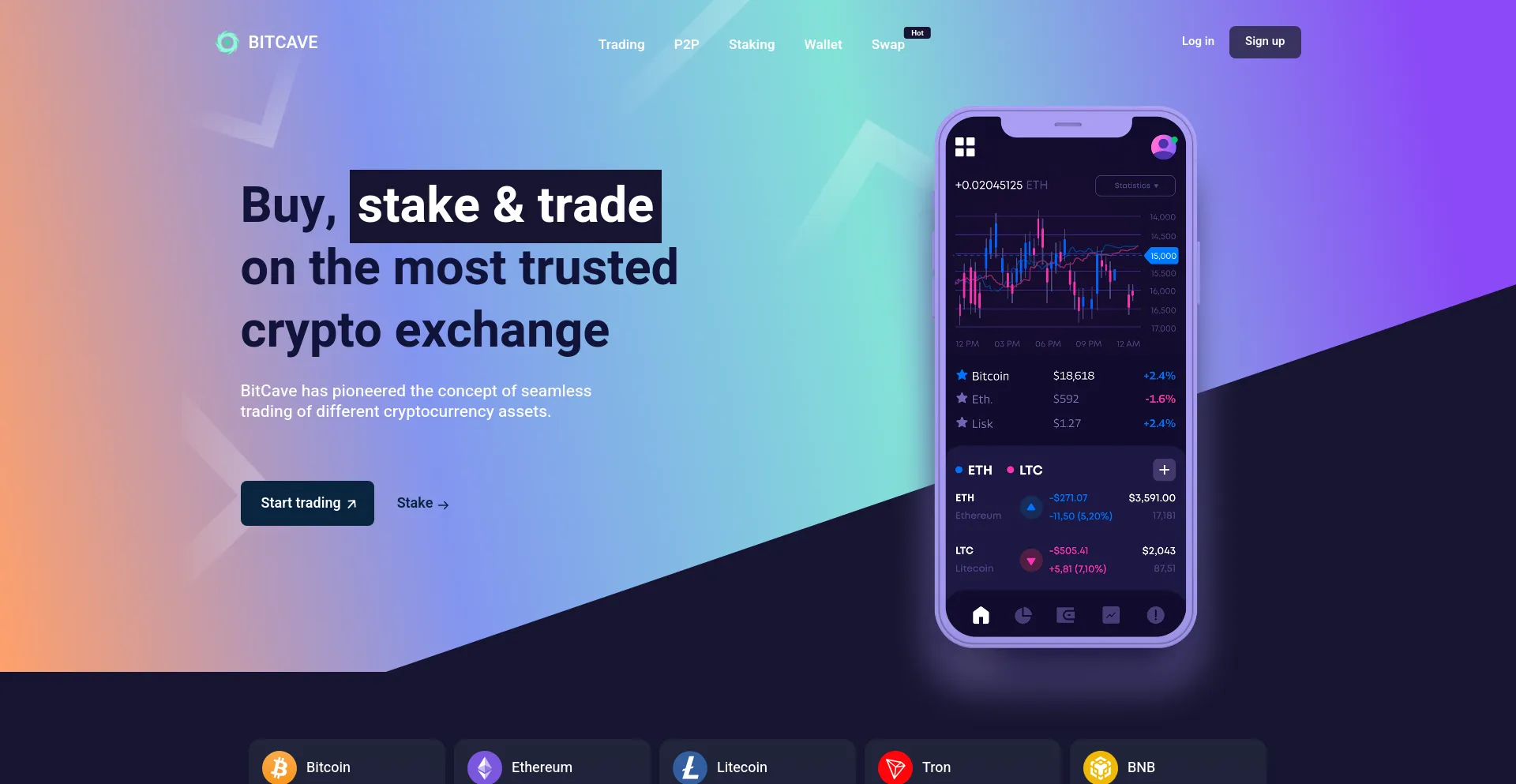 Screenshot of bitcave.top homepage