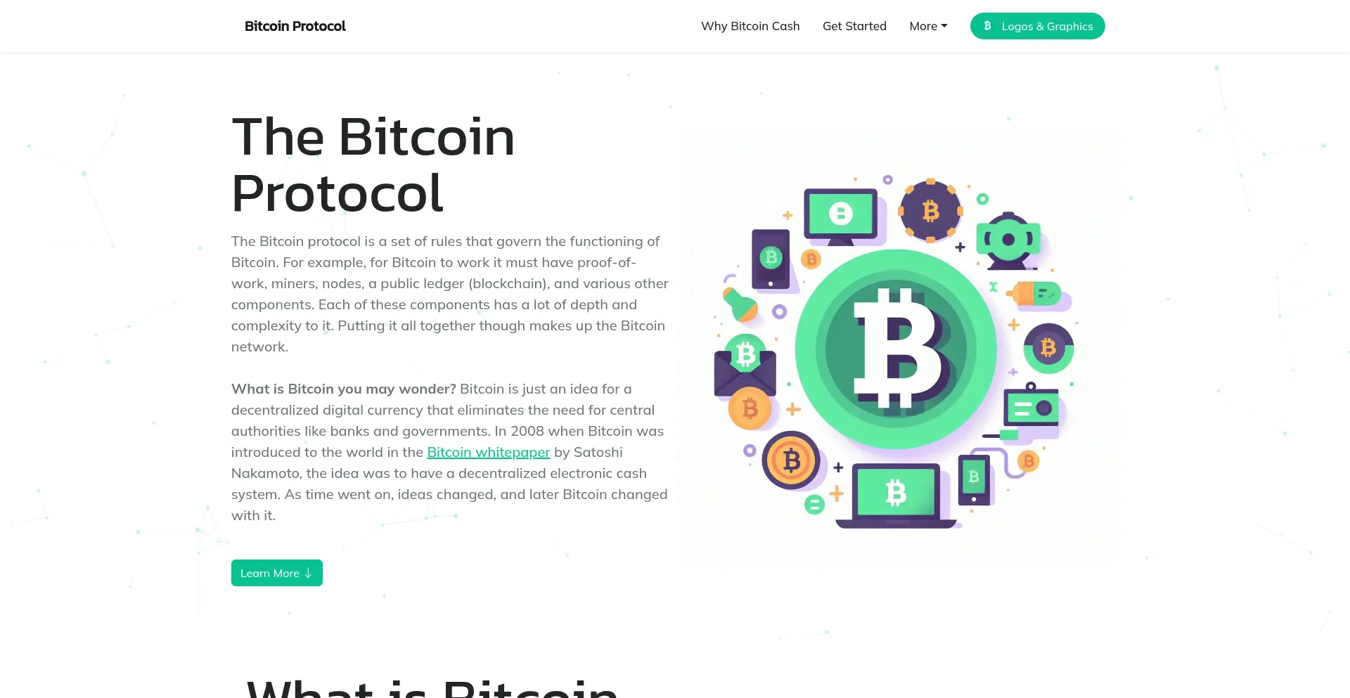 Screenshot of bitcoinprotocol.org homepage