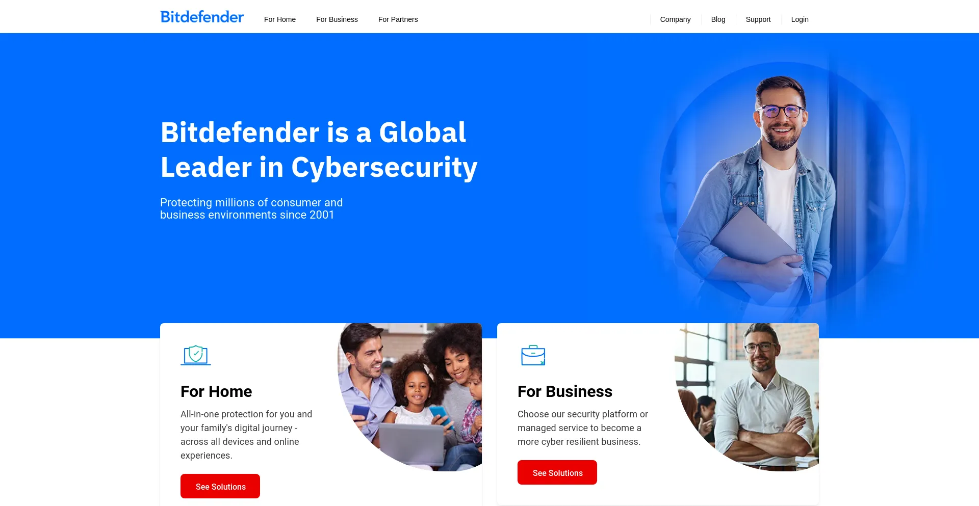 Screenshot of bitdefender.com homepage